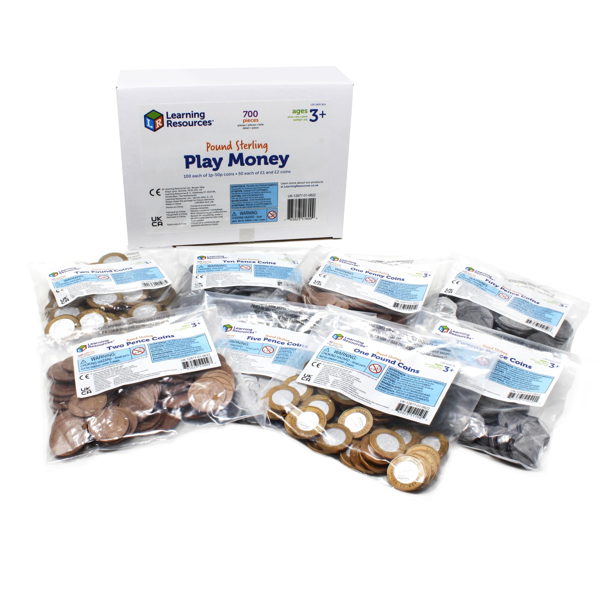 Learning Resources Bulk Play Money Pack - 700 Plastic UK Coins for Ages 3-7 1