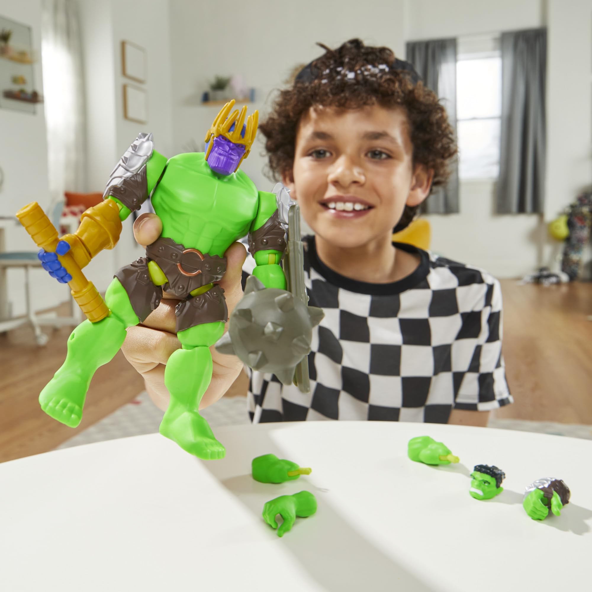 Marvel Press MixMashers Hulk Custom Deluxe Action Figure with Thanos Parts | 5-inch Scale | Ages 4+ 7