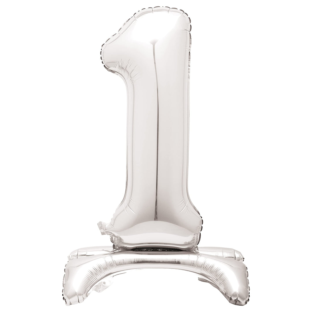 Majestic Silver Number 1 Foil Balloon - Standalone Party Decor for Milestone Celebrations