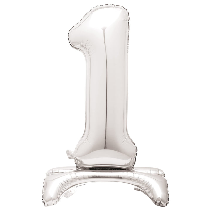 Majestic Silver Number 1 Foil Balloon - Standalone Party Decor for Milestone Celebrations