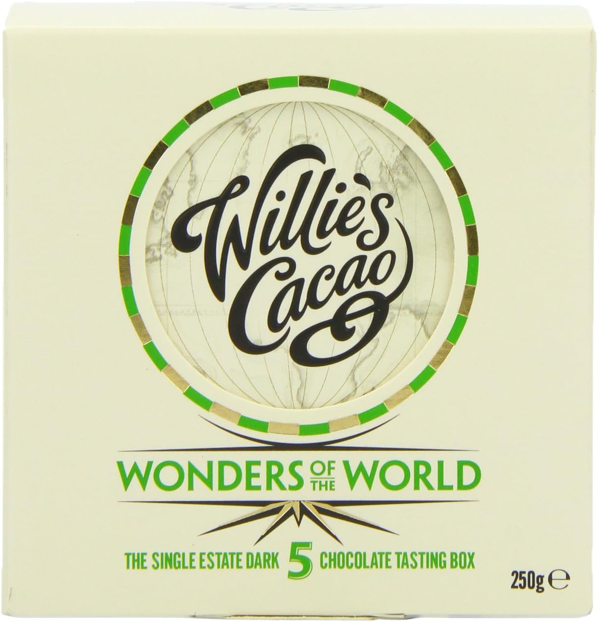 Willie's Cacao 5 Wonders of the World - 5 x 50g Single Estate Dark Chocolate Bars in Gift Box (250g)
