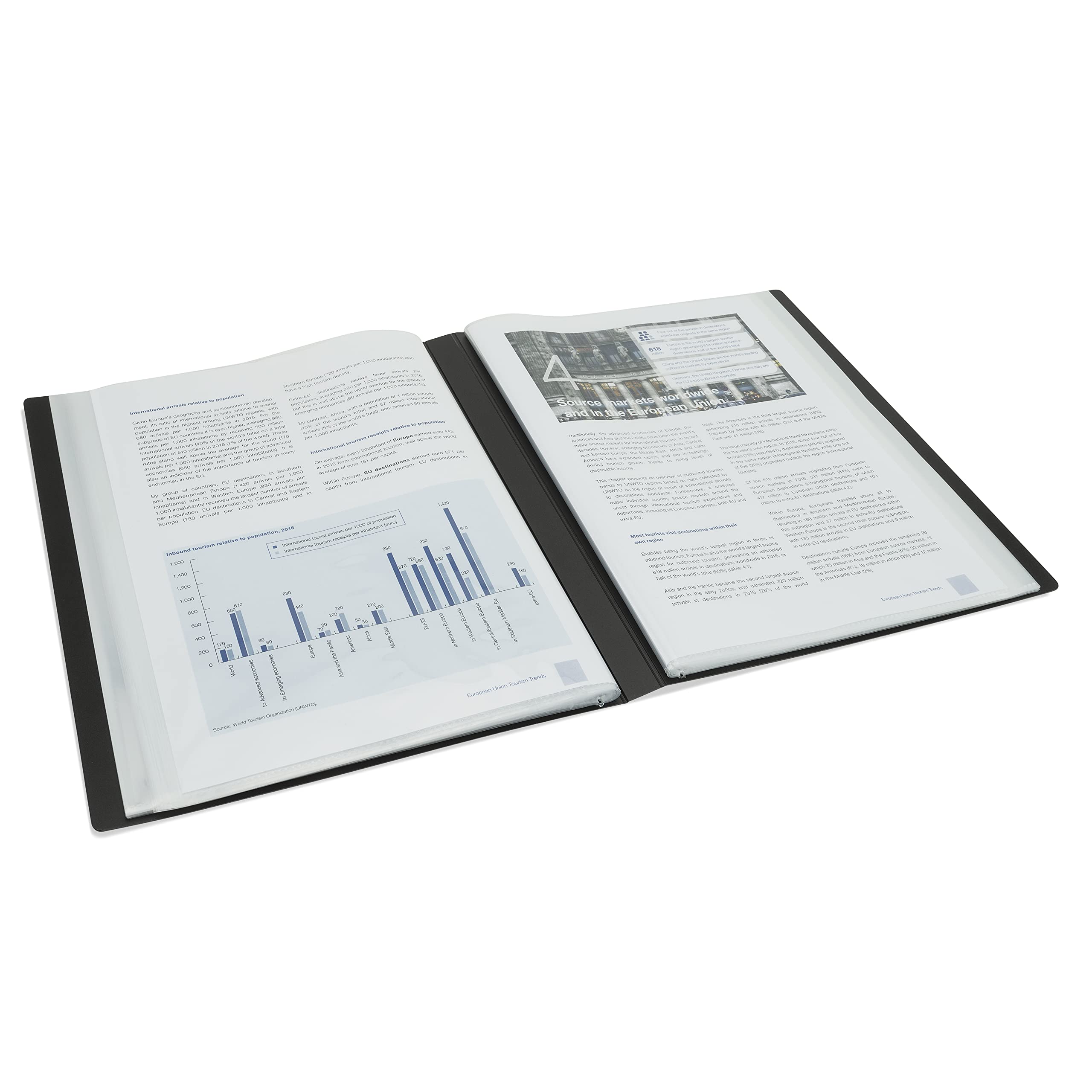 Rapesco 1651 Germ-Savvy Antibacterial Polypropylene Presentation File Folder with 50 Pockets, Black