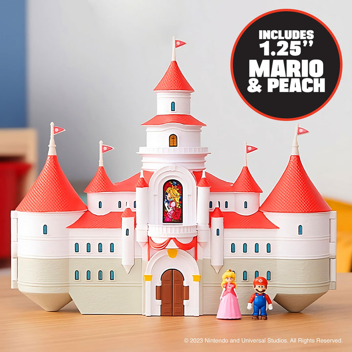 THE SUPER MARIO BROS. MOVIE - Mushroom Kingdom Castle Playset with Mini Mario and Princess Peach Figures (2023)