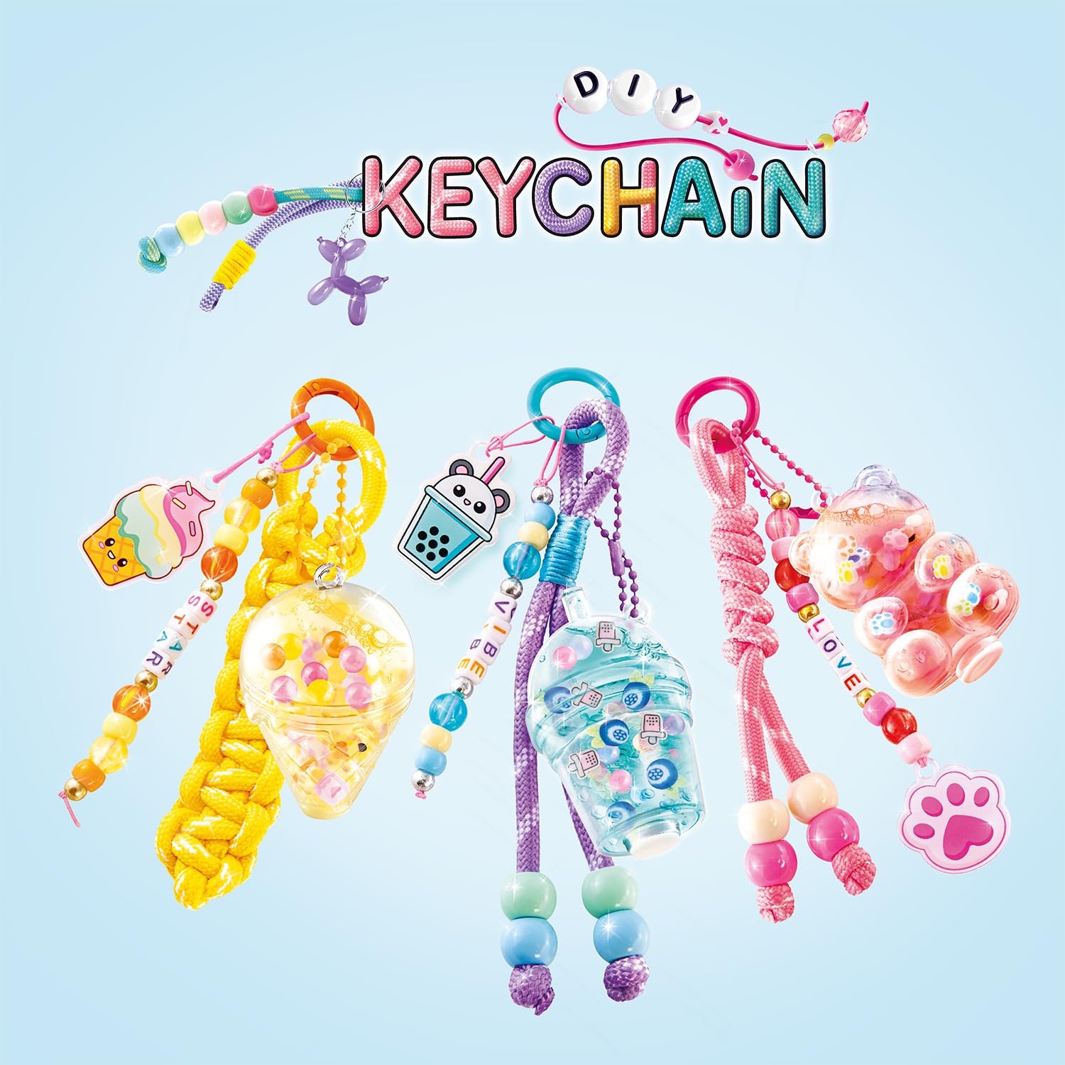 Canal Toys Style 4 Ever DIY Keychain Set | Paracord Braiding & Aqua Charms | Ages 6+