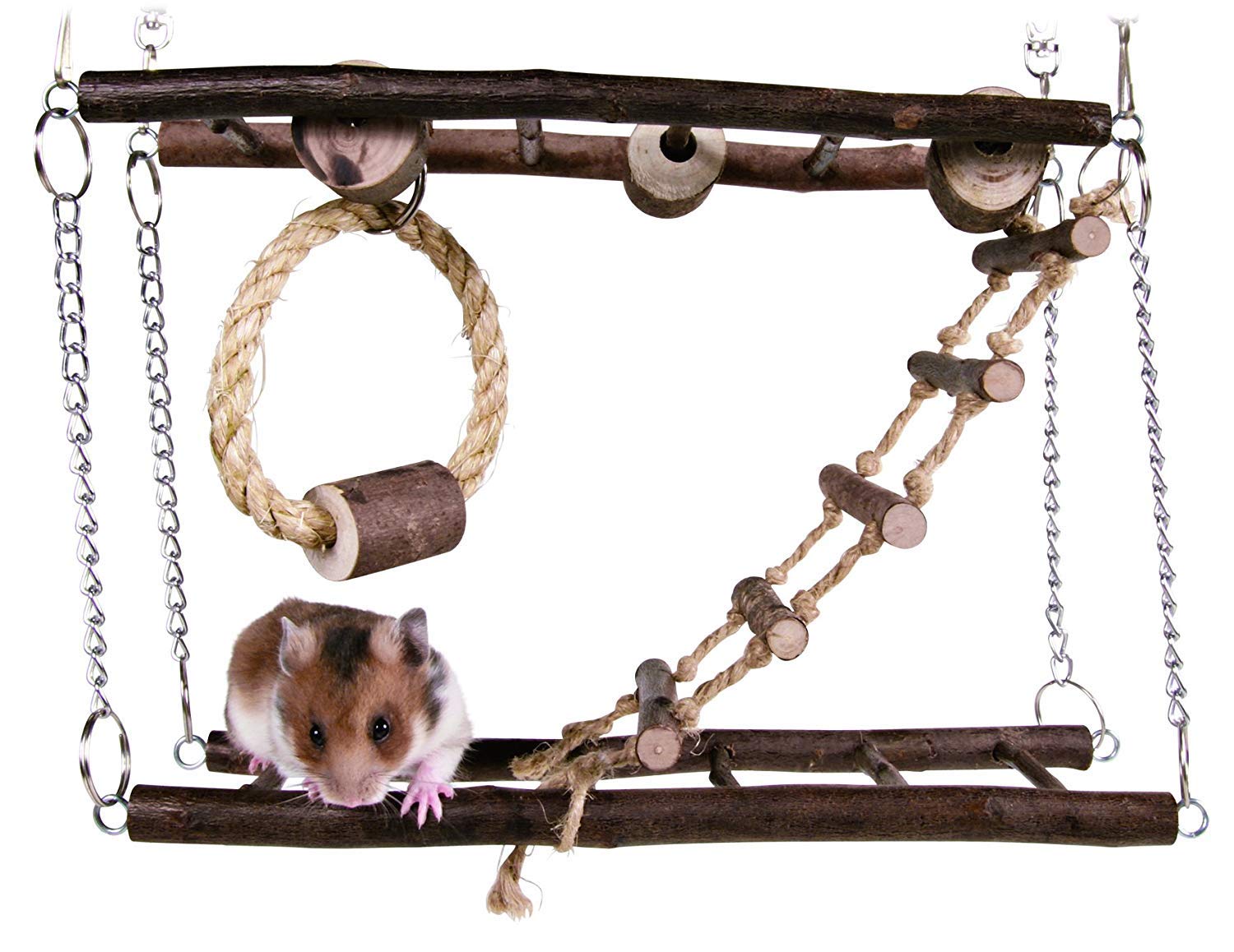 TRIXIE Natural Wood Suspension Bridge Toy for Hamsters, Gerbils, and Mice | Multi-Ladder Design 2