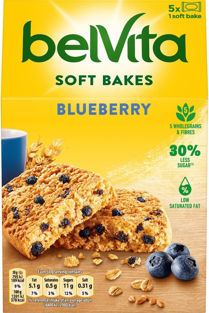 Belvita Breakfast Biscuits Soft Bakes Filled with Blueberry – Soft & Chewy On-the-Go Breakfast Snack 1