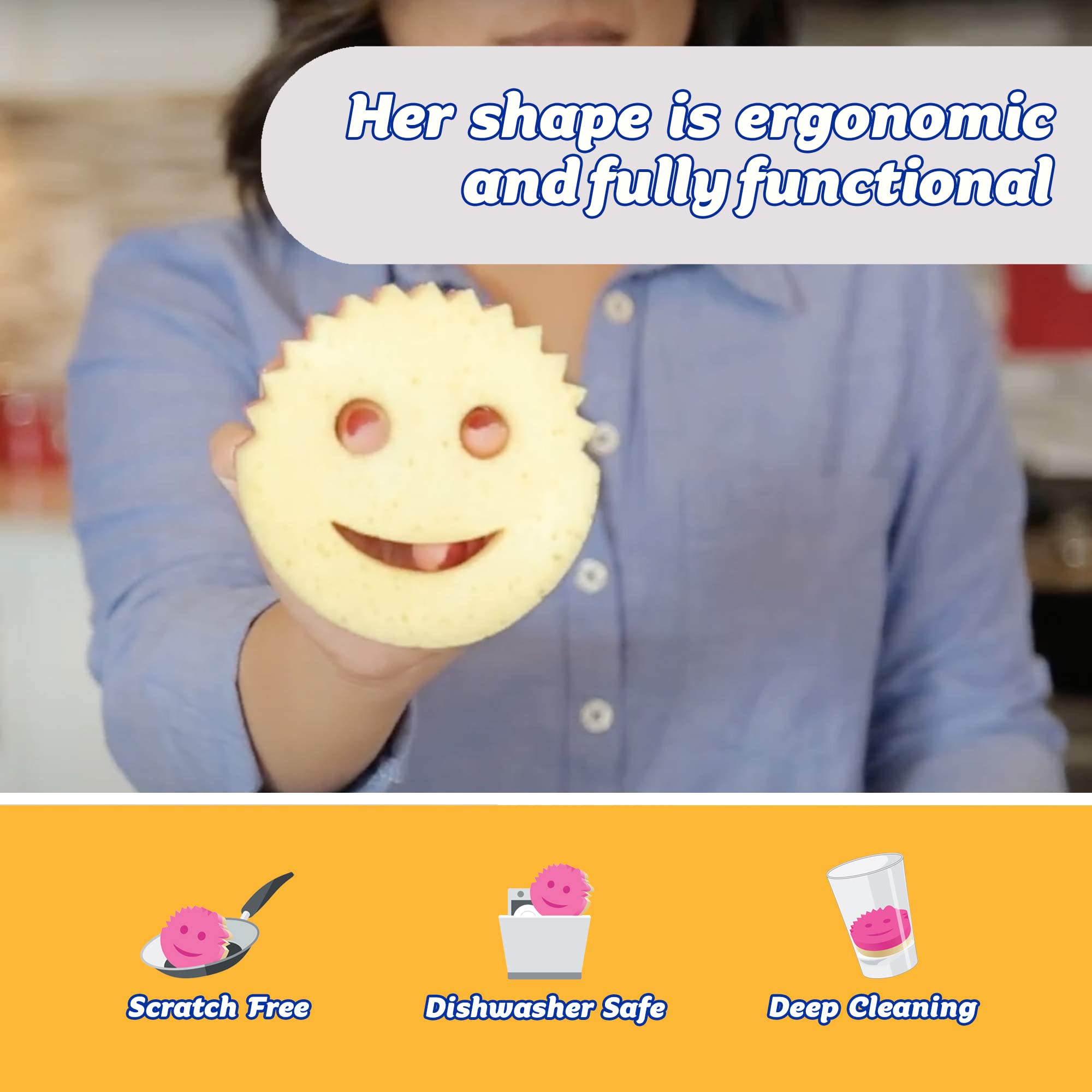 Scrub Daddy - Scrub Mommy Dual-Sided Non-Scratch Cleaning Sponge (Twin Pack) 7