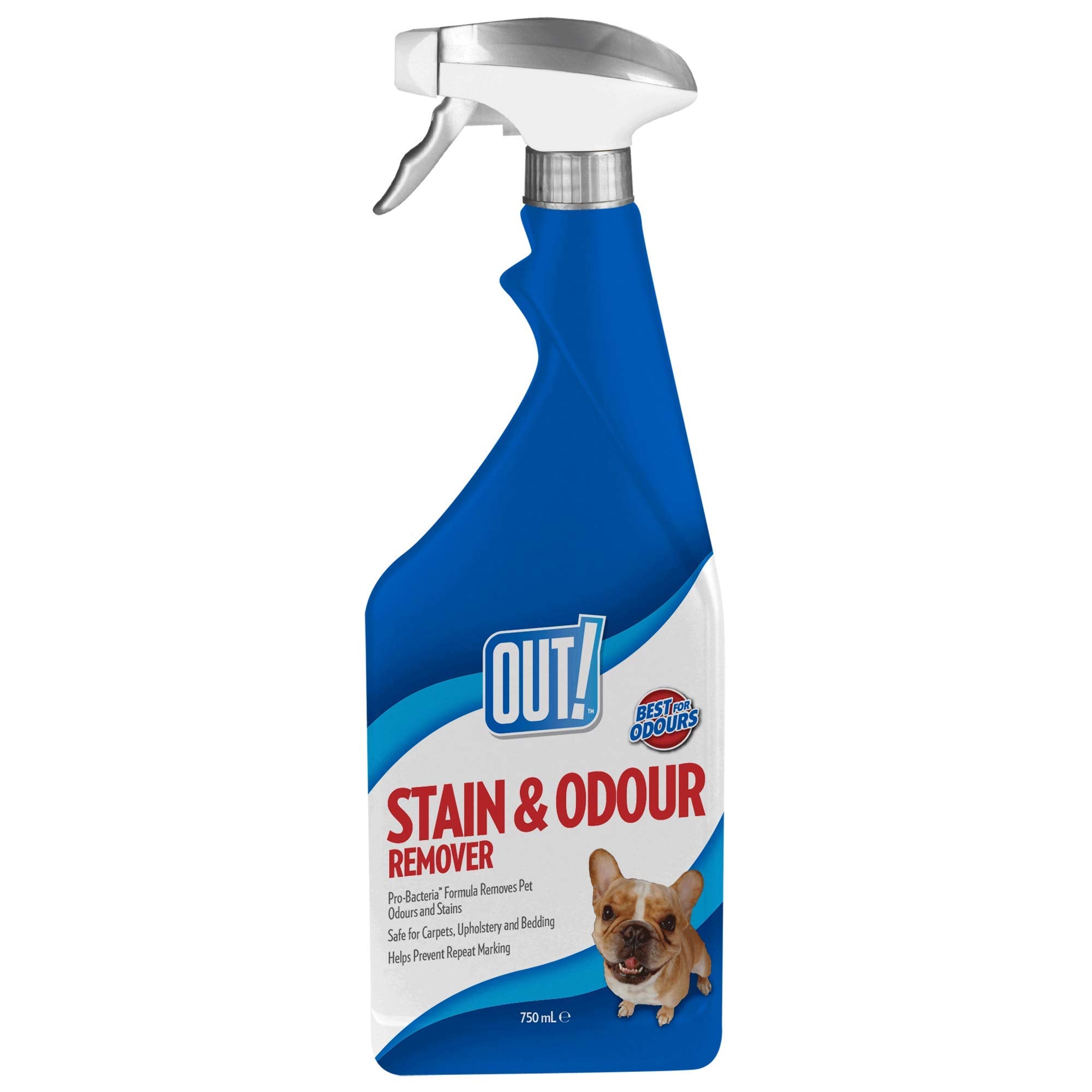 OUT! Pet Stain & Odour Remover - 750ml Bottle | Pro-Bacteria & Enzyme Formula | Vanilla Scent