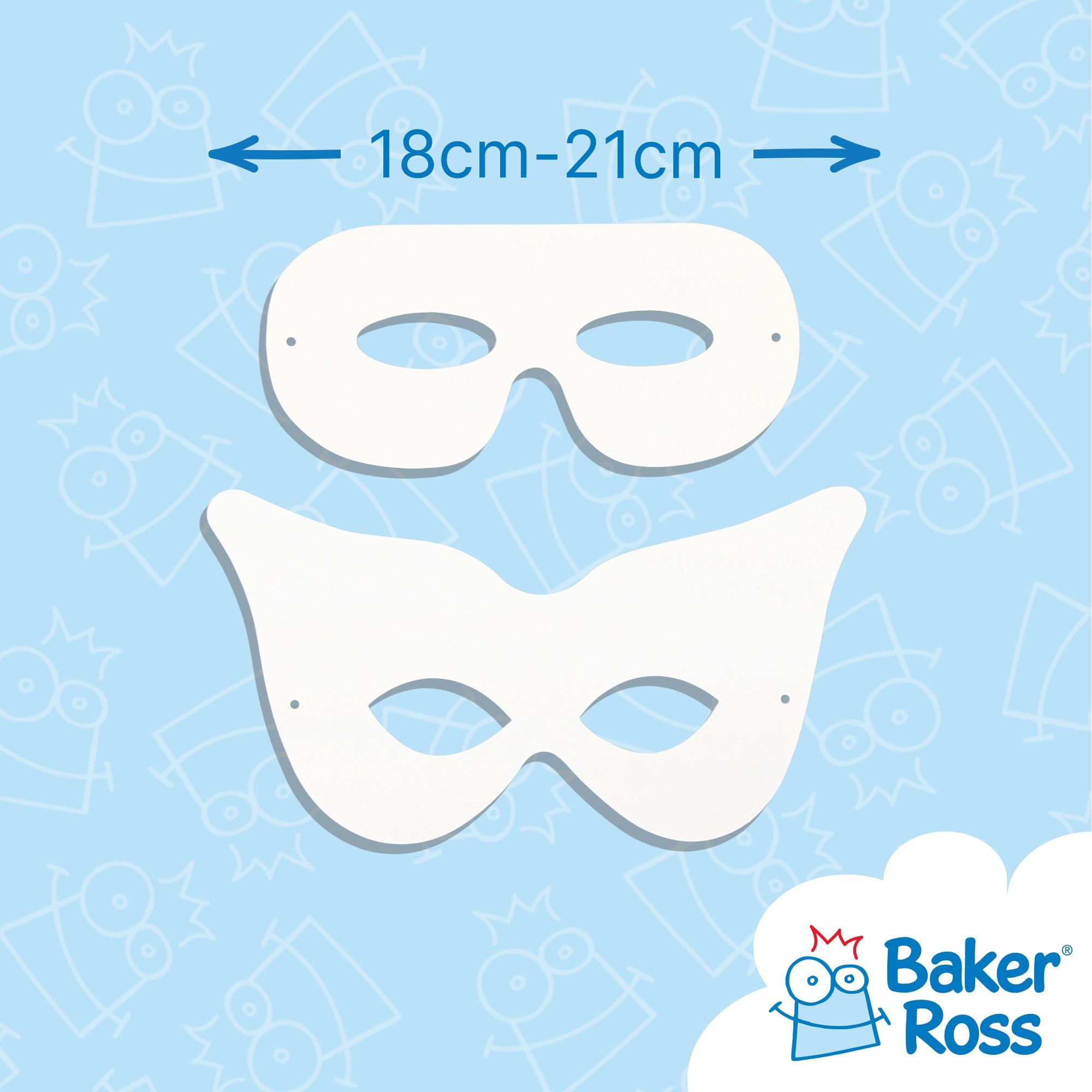Baker Ross EK3226 Decorate Your Own Eye Masks - Pack of 12 Blank Fabric Masks for Kids Ages 3+ 3
