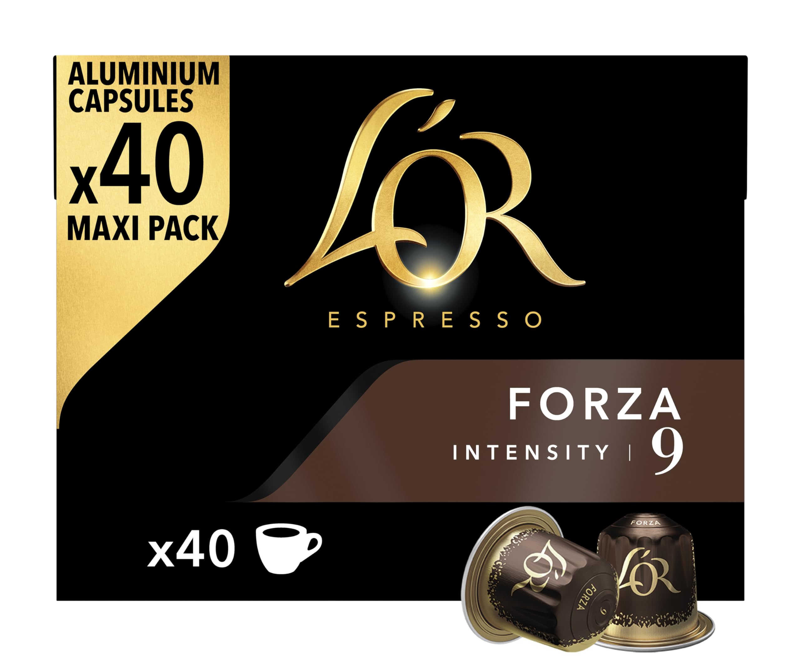 L'OR Espresso Forza Coffee Pods - Intensity 9 | Oak & Liquorice Notes | 40 Count