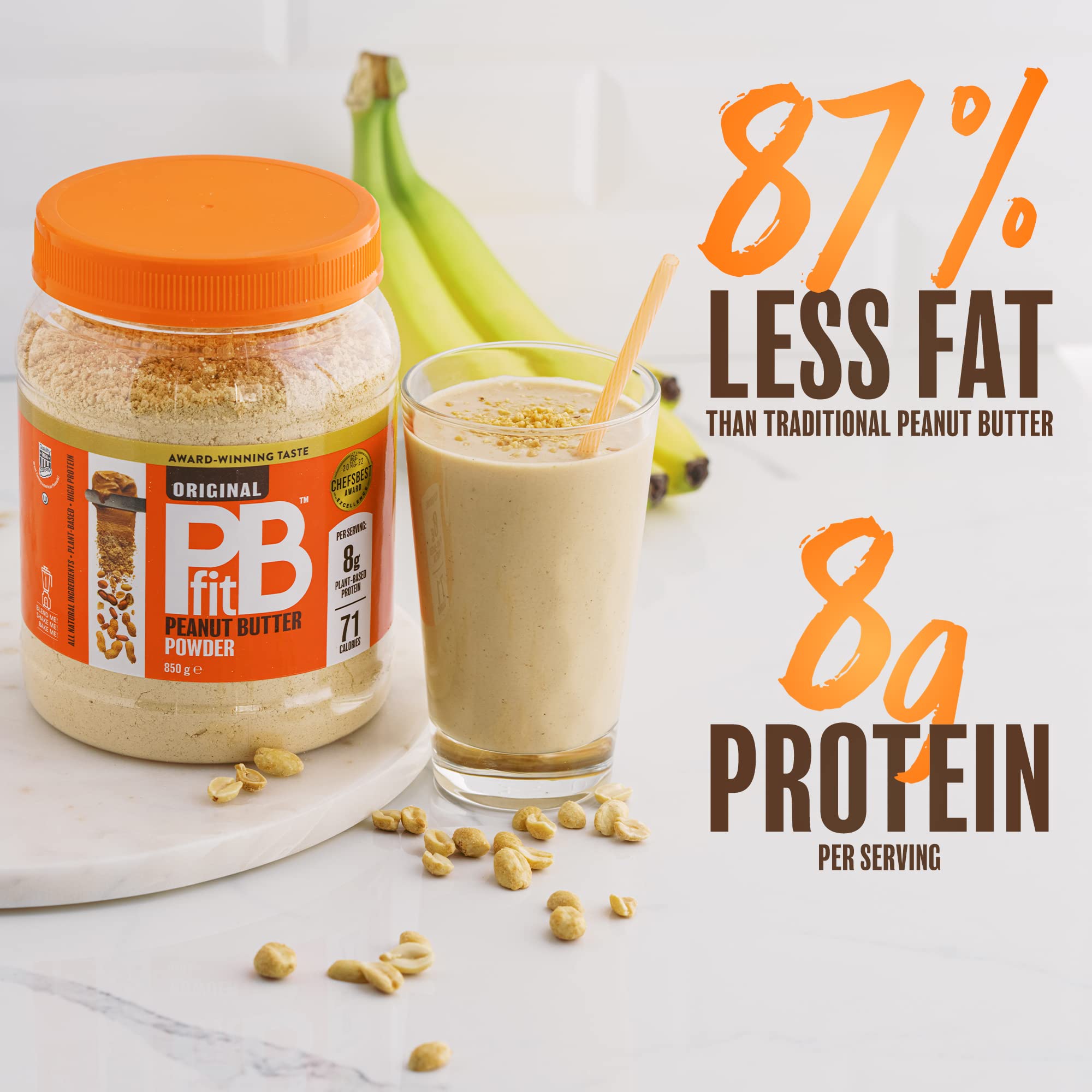 PBfit Peanut Butter Powder - 87% Less Fat, High Protein, Gluten Free | 850g