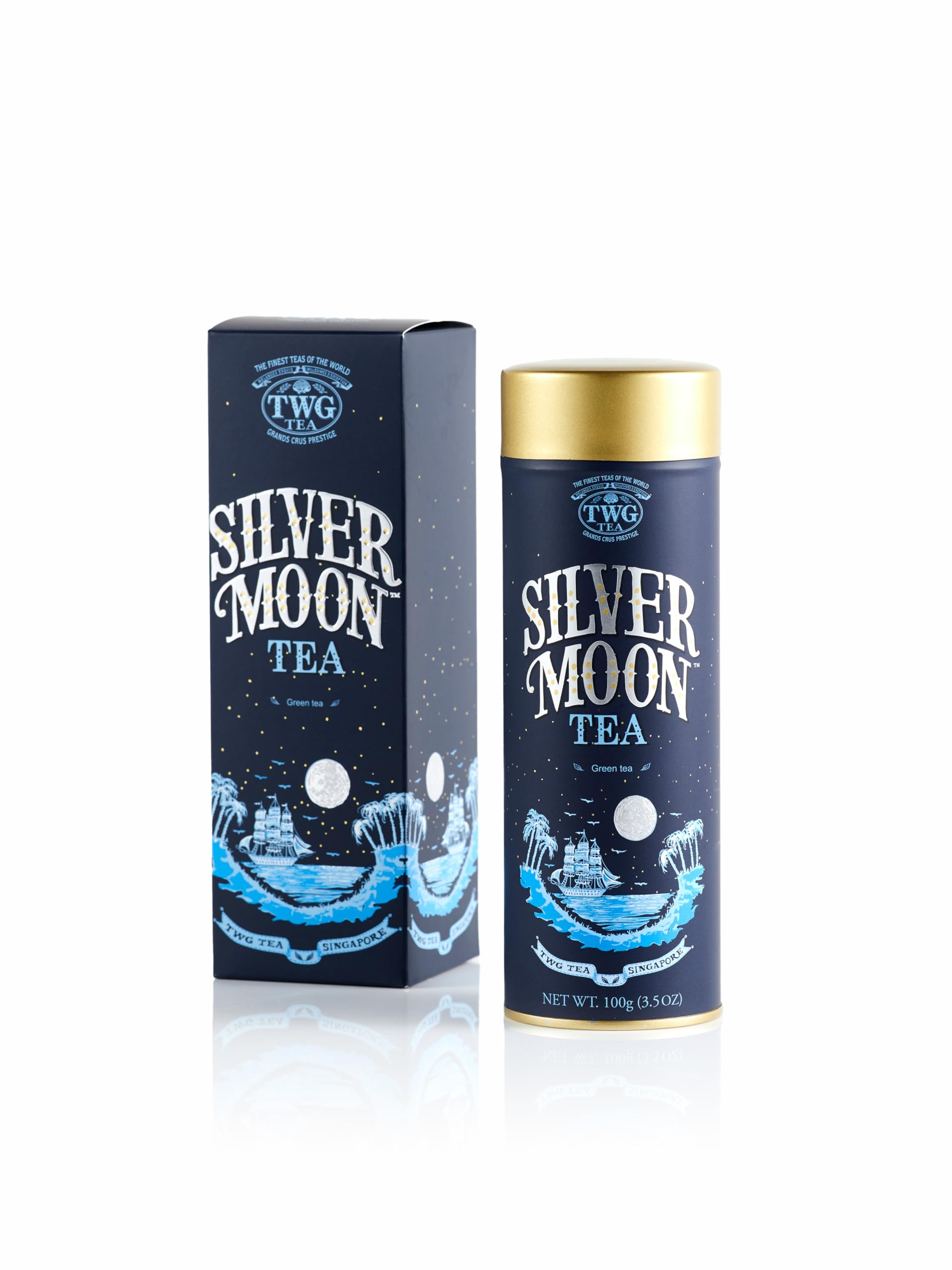 TWG Tea Silver Moon Green Tea - Grand Berry & Vanilla Blend | Loose Leaf | 100g Haute Couture Tin