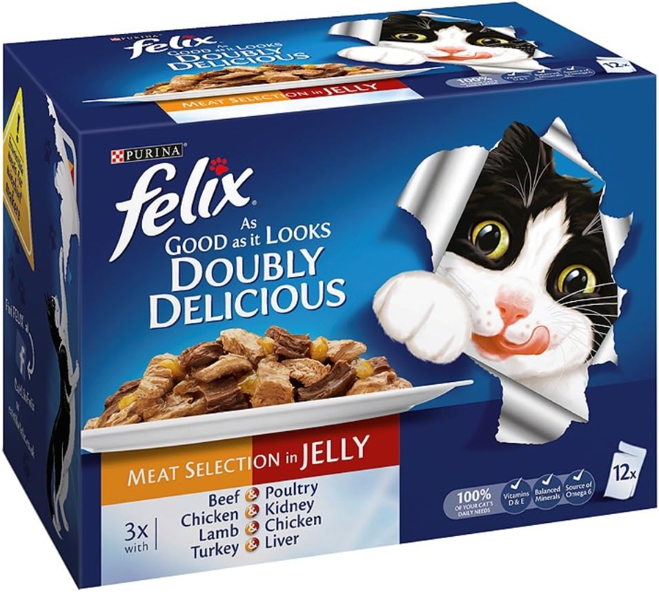 Felix As Good As It Looks Doubly Delicious Meat Cat Food, 1200 g