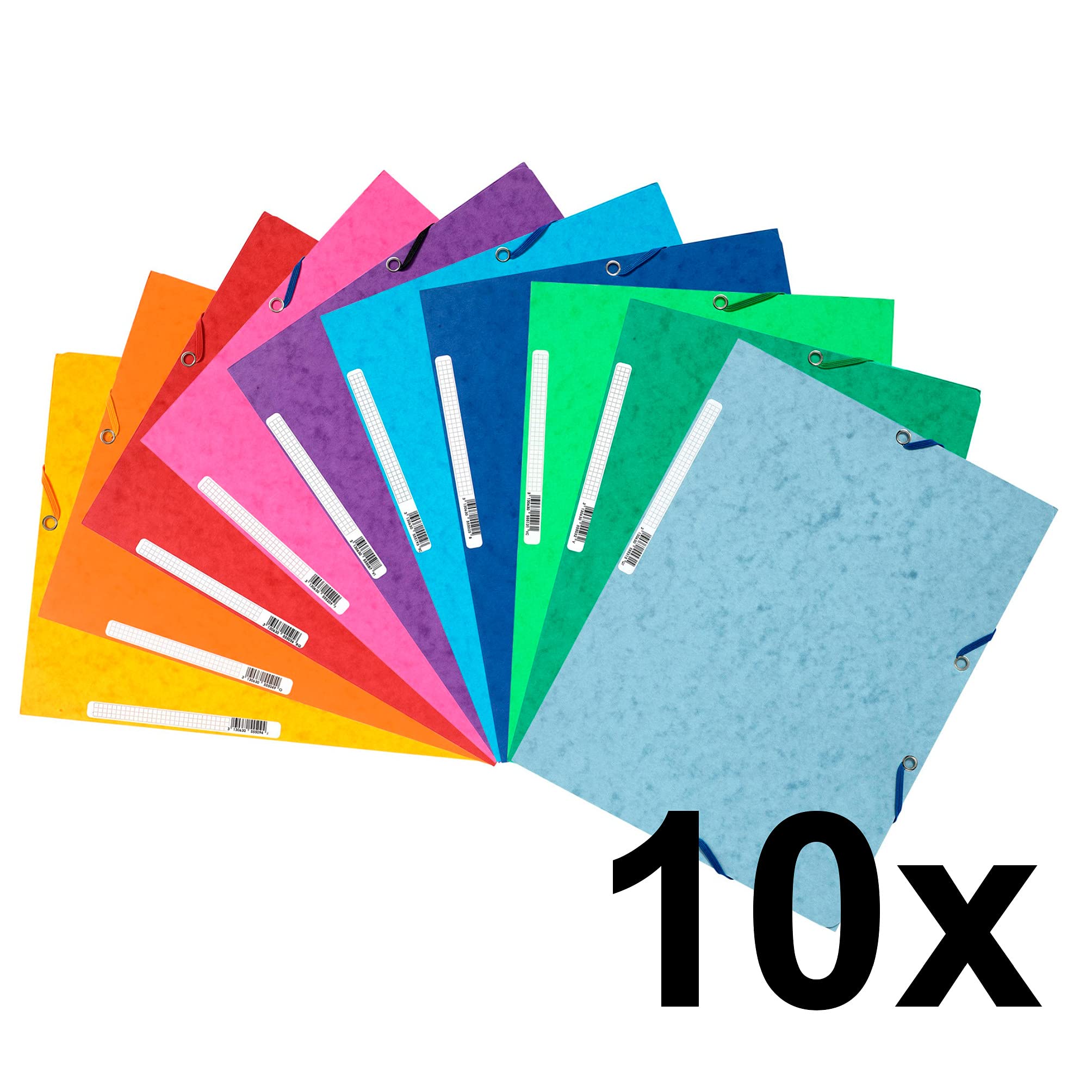 Exacompta Ref 55510E Elasticated 3-Flap File Folders | A4 | Assorted Colours | Pack of 10 2