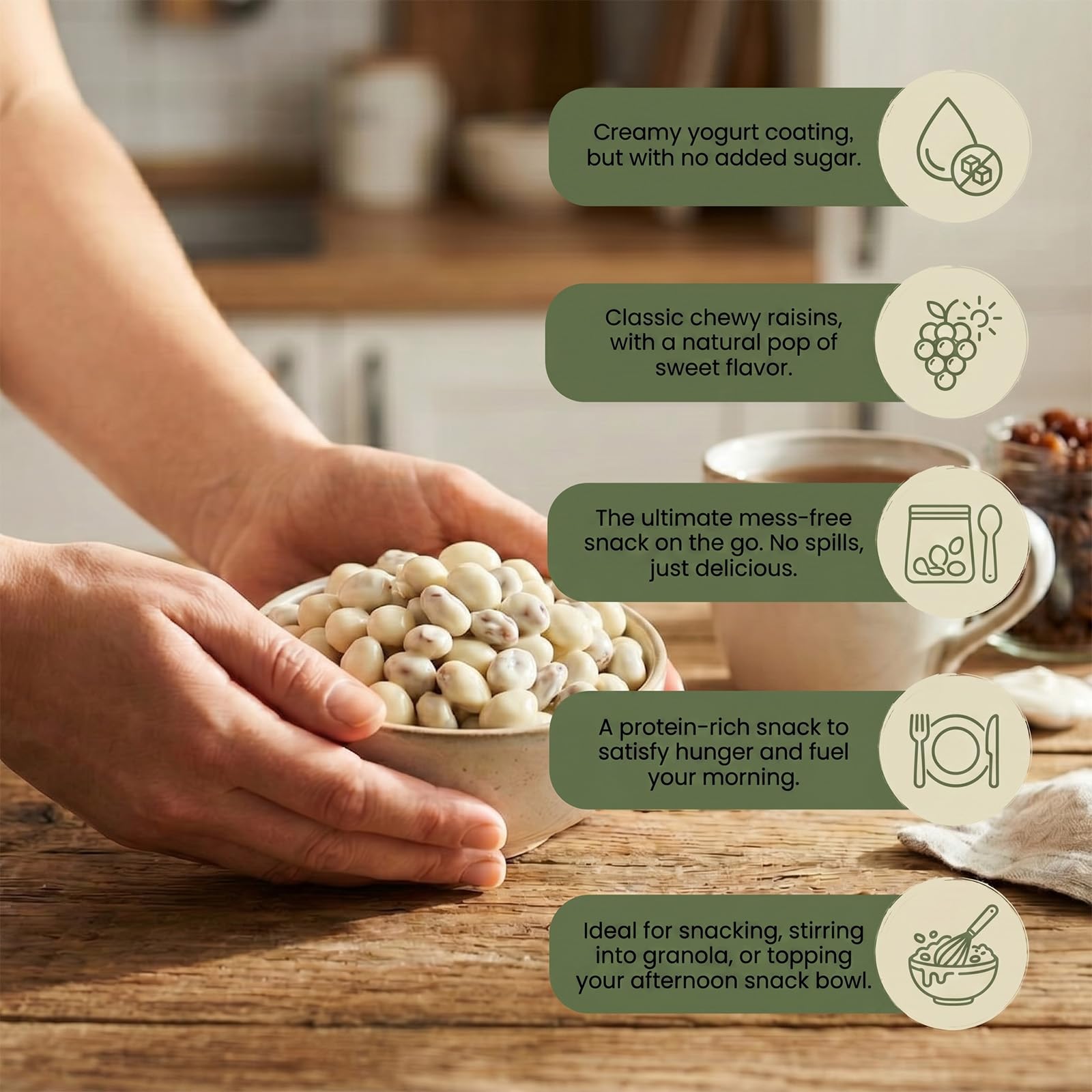 Minton & Donello Yogurt Coated Raisins - Gluten Free, Creamy Snack | 500g Pack 3
