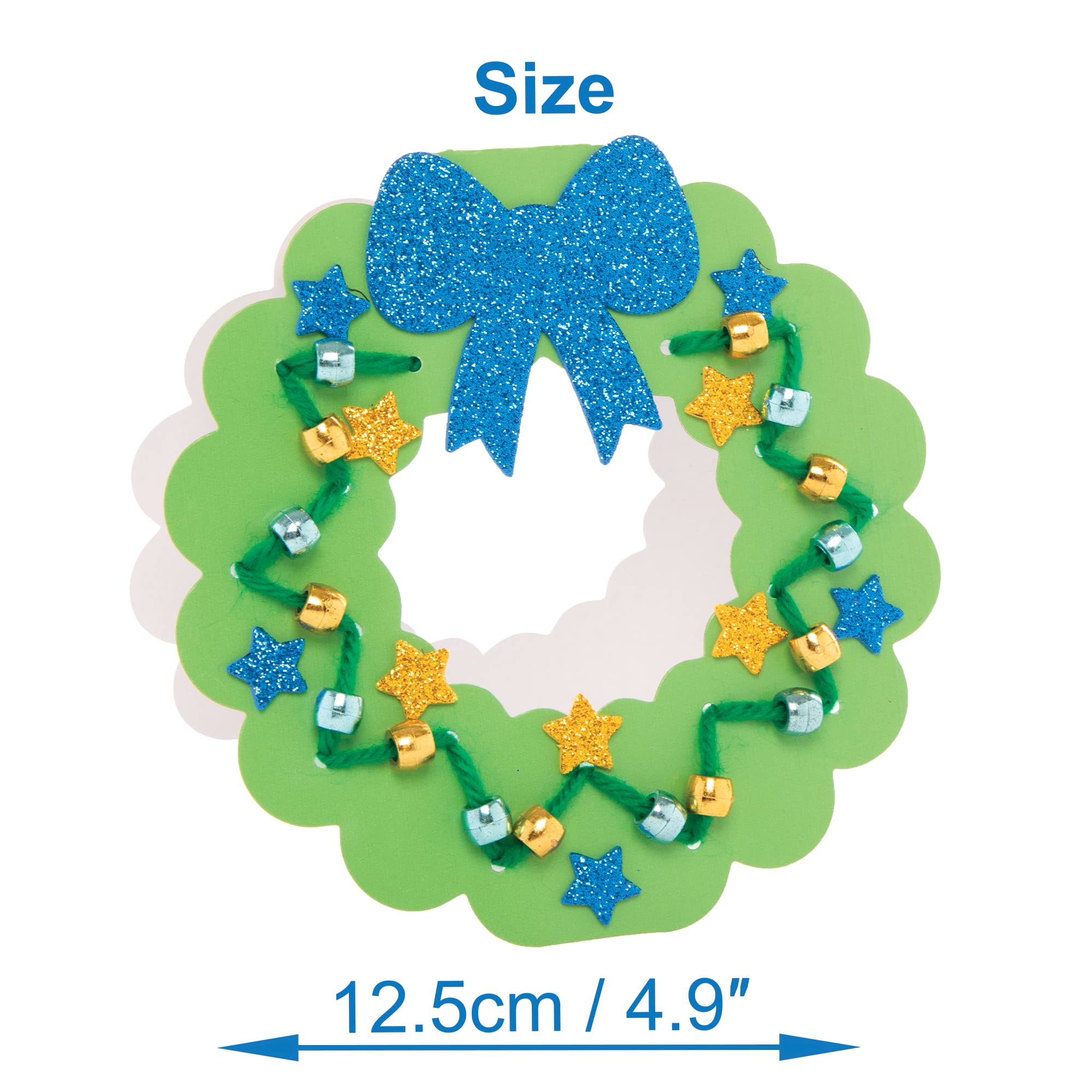 Baker Ross Christmas Wreath Threading Card Craft Kit - Pack of 6 9