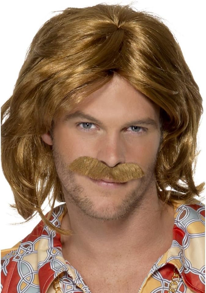 Smiffys 70s Super Trouper Wig and Moustache - Brown