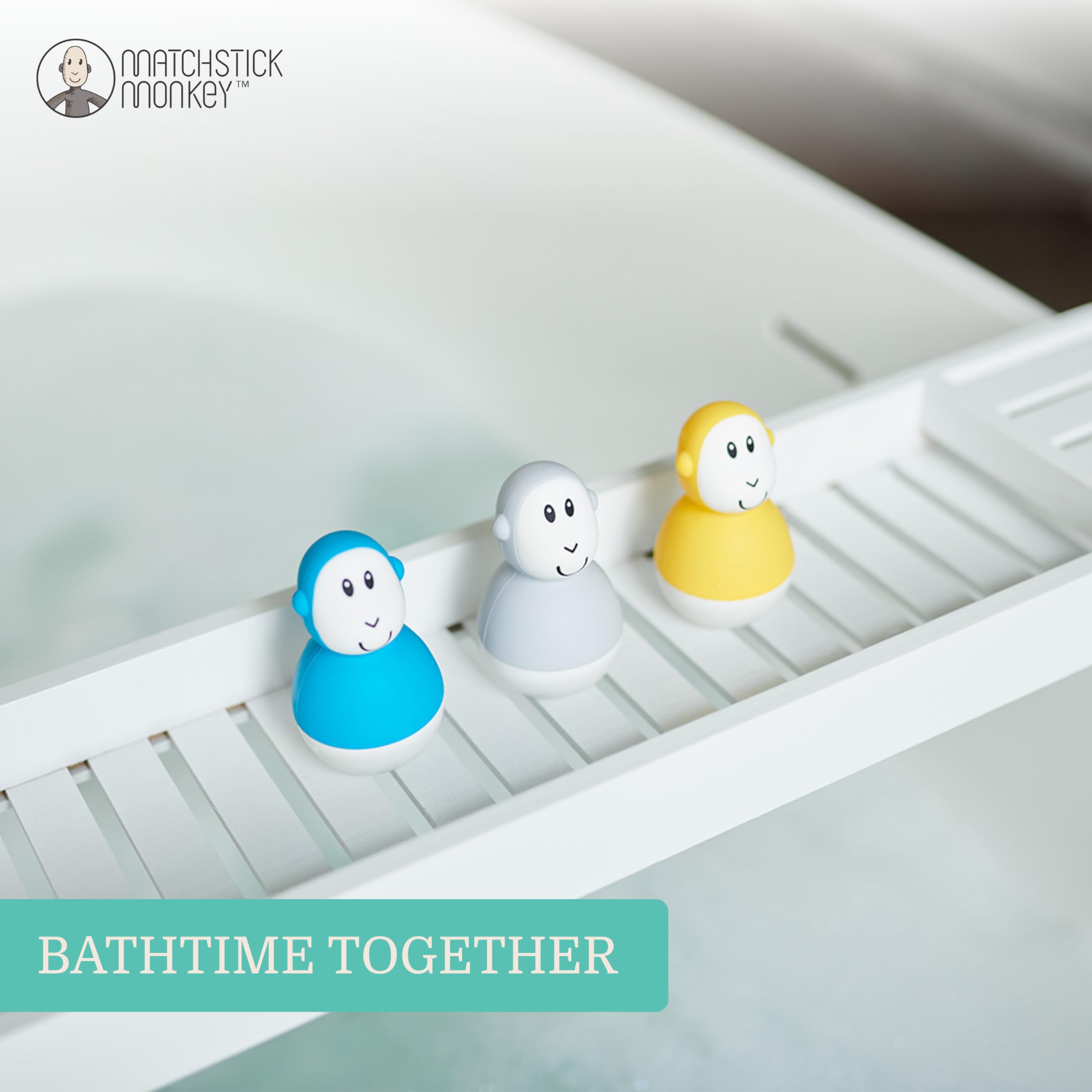 Matchstick Monkey Bathtime Wobblers - Antimicrobial Baby Bath Toy Set for 12+ Months 8