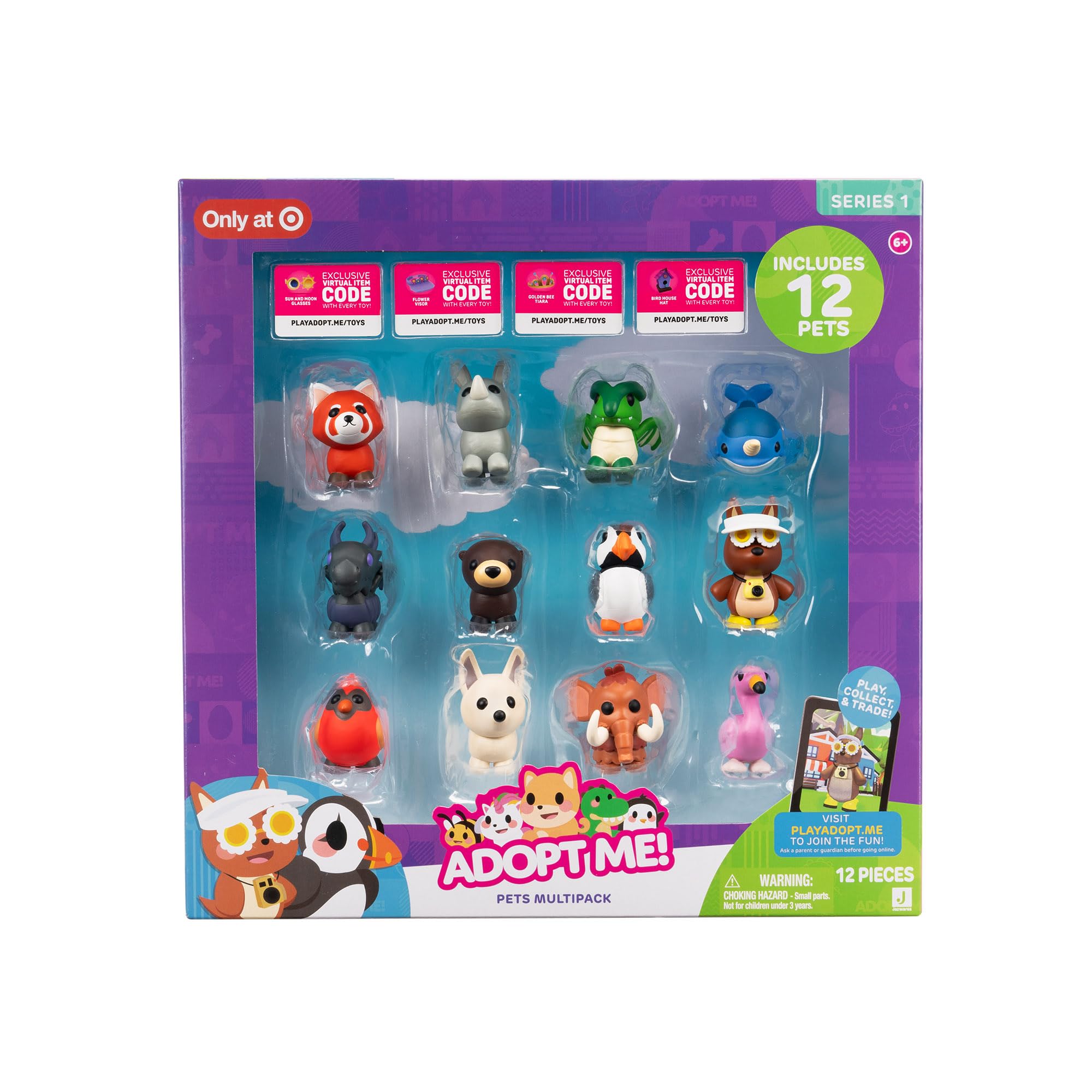 Adopt Me! 12 Pack Mystery Pets - Series 1 Figures | Includes 4 Virtual Item Codes | Ages 3+