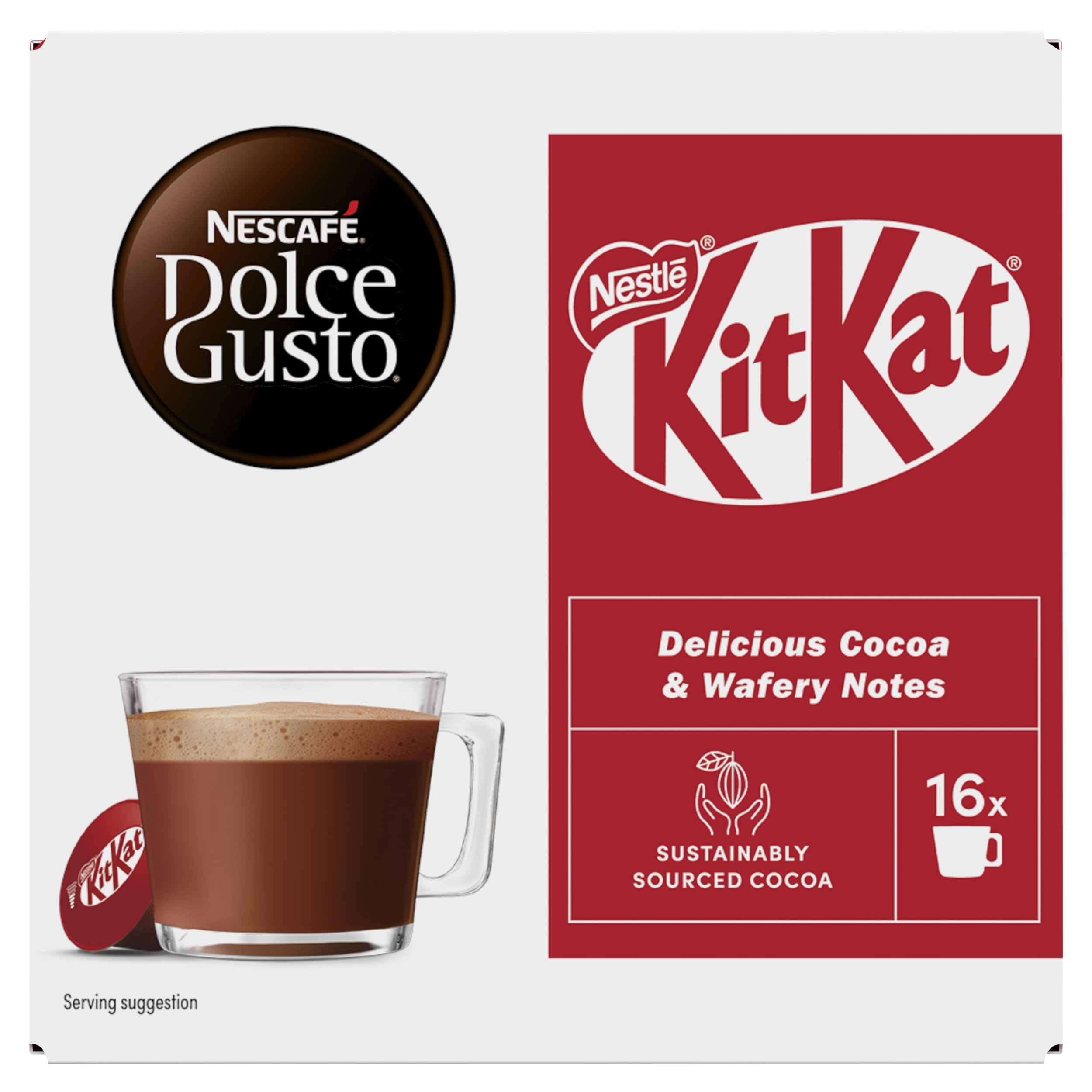 Nescafé Dolce Gusto KitKat Hot Chocolate Capsules - 16 Count (Pack of 3) | Cocoa & Wafer Notes 1