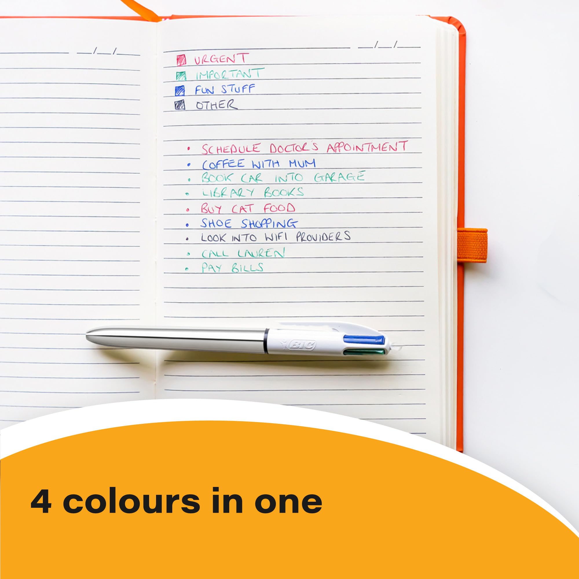 BIC 4 Colours Shine Ballpoint Pens - Medium 1.0mm Point | Metallic Barrels | Pack of 3