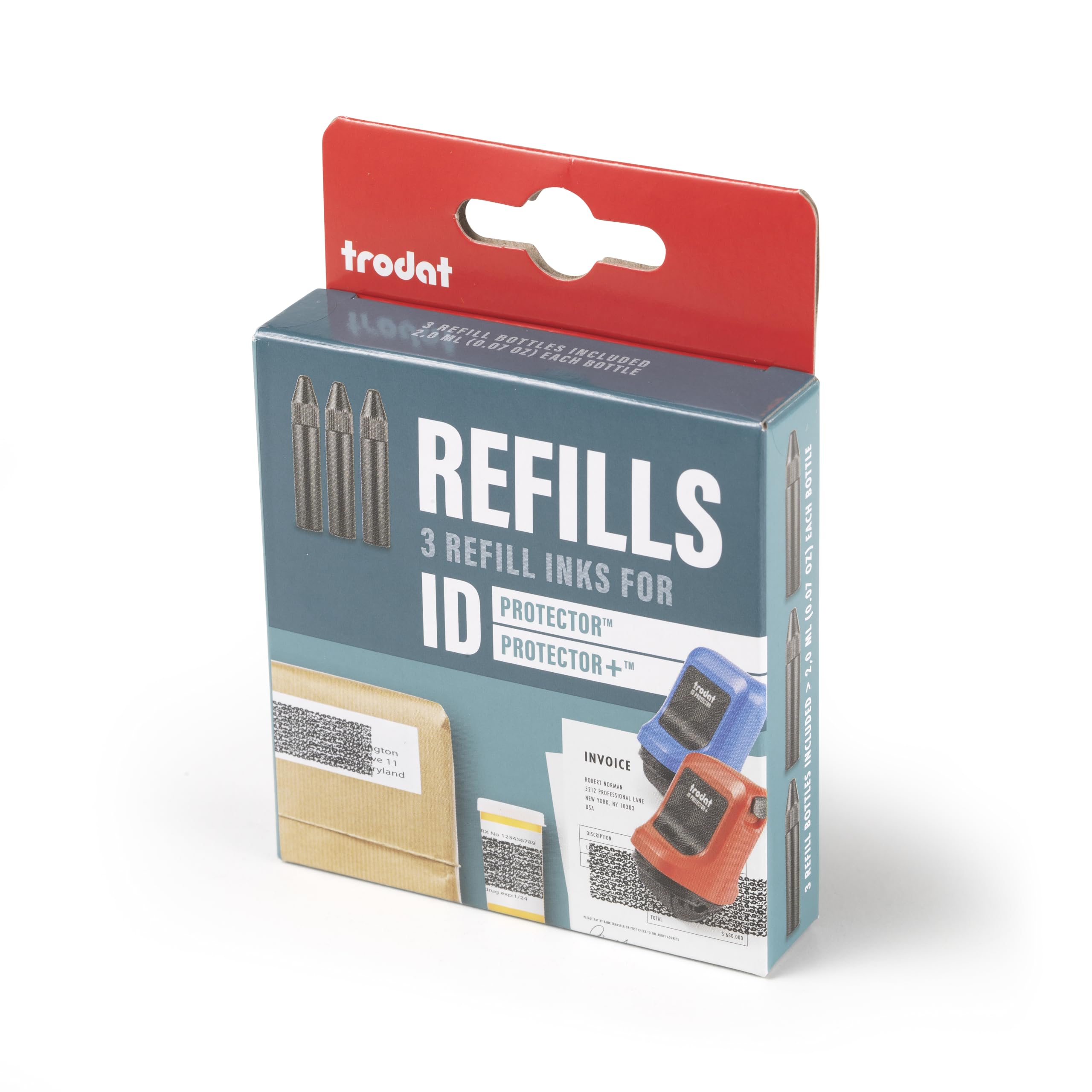 Trodat Refill Ink for ID Protector & ID Protector+ | Black Ink | 3 Bottles (0.07 oz/2.0 ml Each)