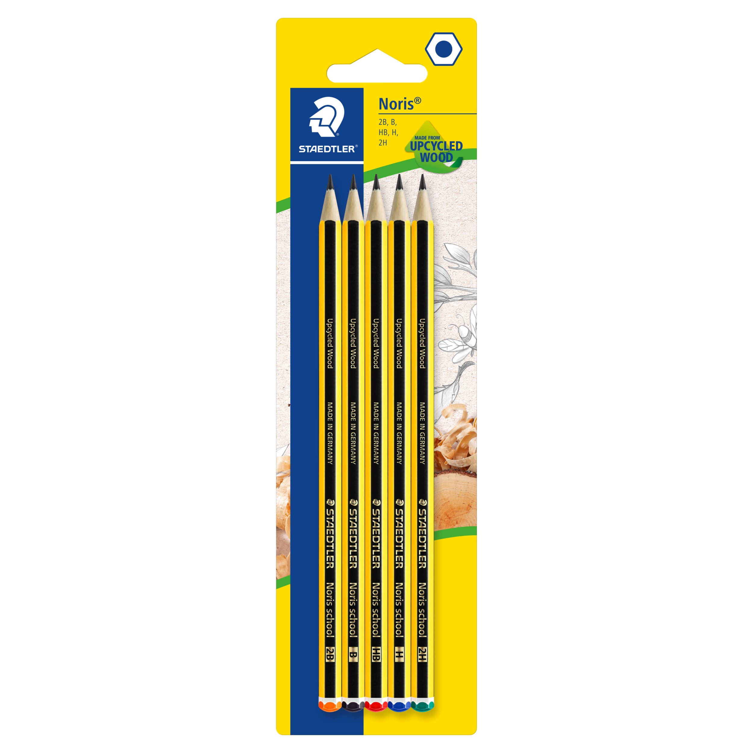 STAEDTLER Noris School Graphite Pencils 121-S BK5D - Assorted Degrees (2B, B, HB, H, 2H) | Pack of 5 1
