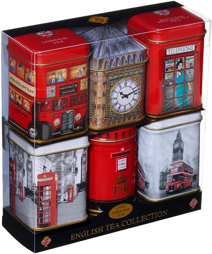 New English Teas London Sights Mini Tea Tin Gift Set - 6 Selection Loose-Leaf Black Tea Collection 1