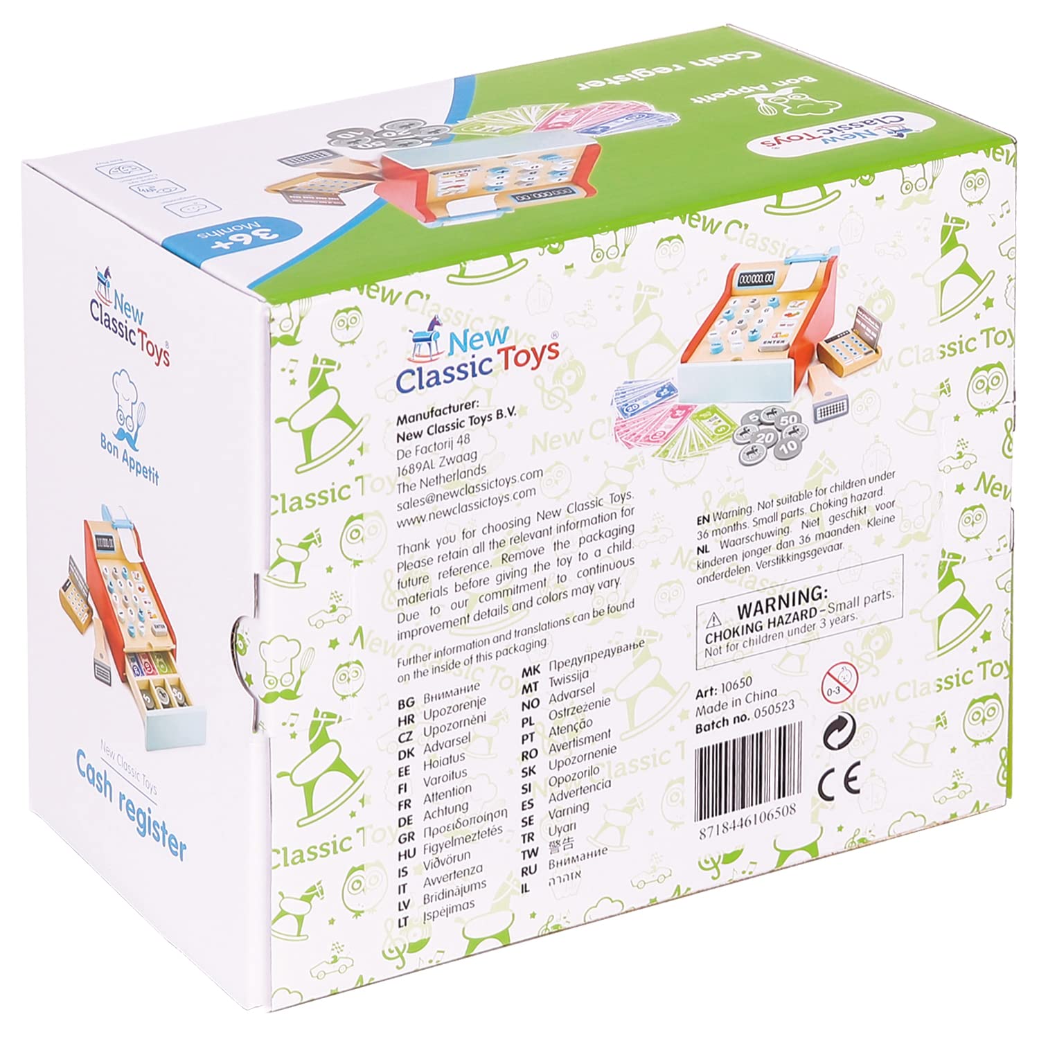 New Classic Toys Bon Appetit Wooden Cash Register Set Pretend Play Toy for Kids 3 Years and Up 14