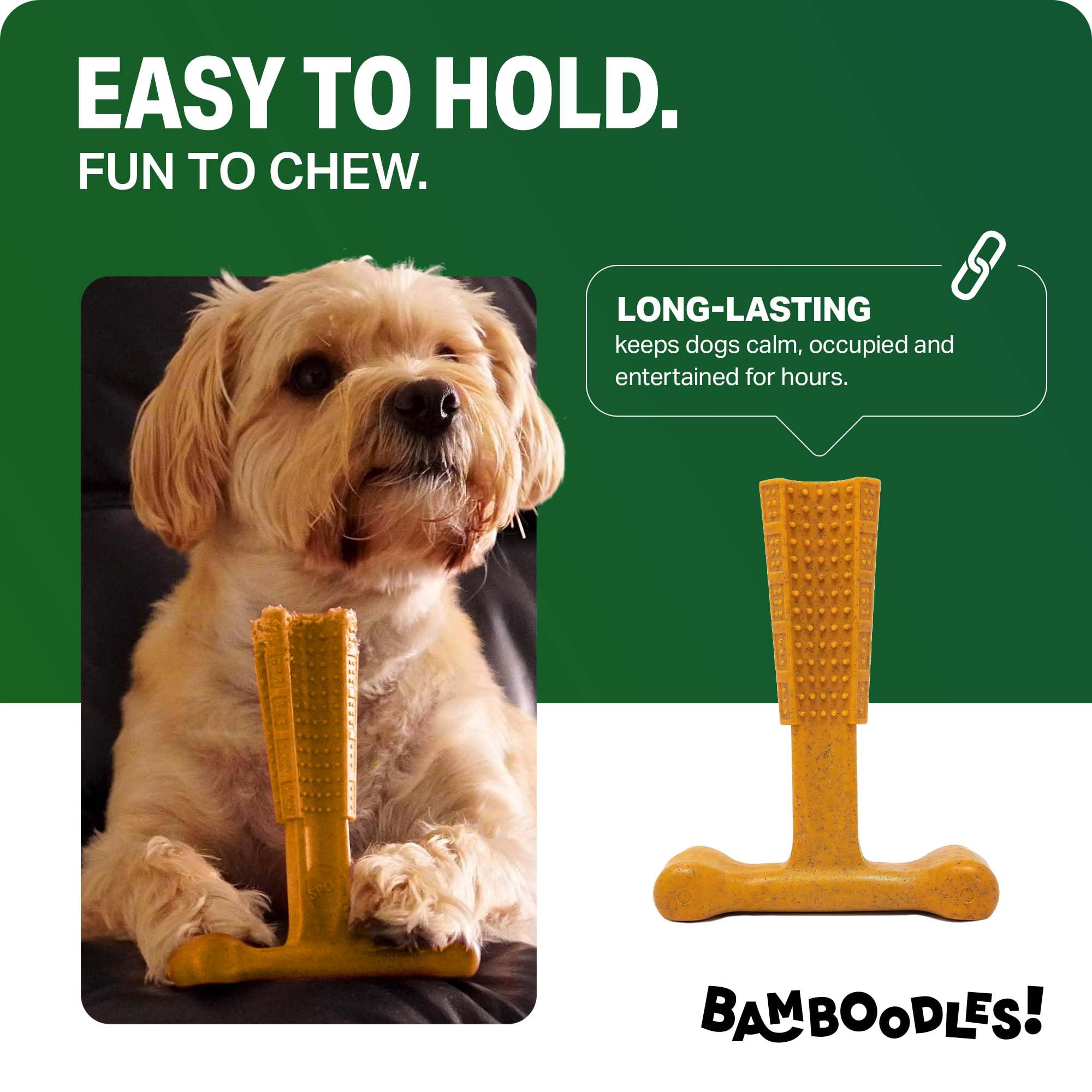 Bamboodles T-Bone Dog Chew Toy - Large | Peanut Butter Flavour | Durable Nylon