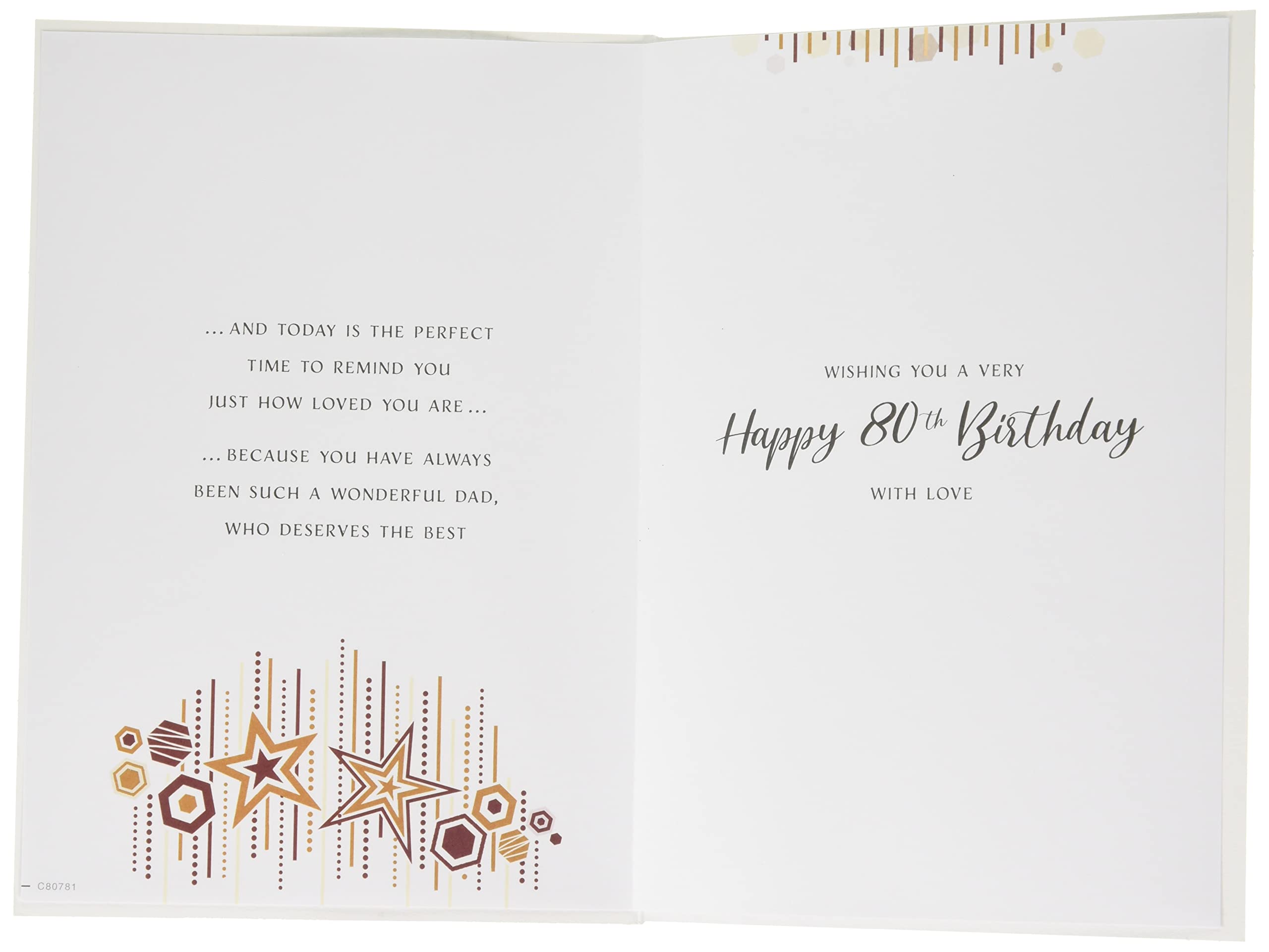 Piccadilly Greetings Regal Publishing Age 80 Dad Birthday Card | 9 x 6 inches | Metallic