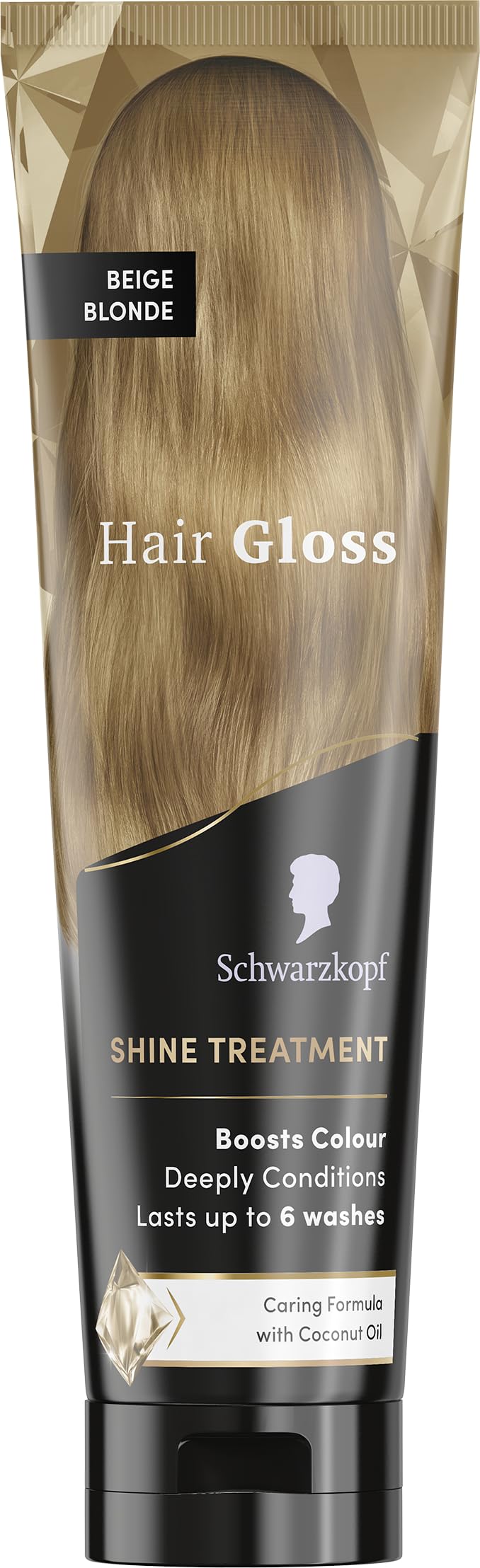Schwarzkopf Hair Gloss Beige Blonde - Semi-Permanent Colour Refresh, 150ml | Coconut Oil Infused | Enhances Shine & Reduces Breakage