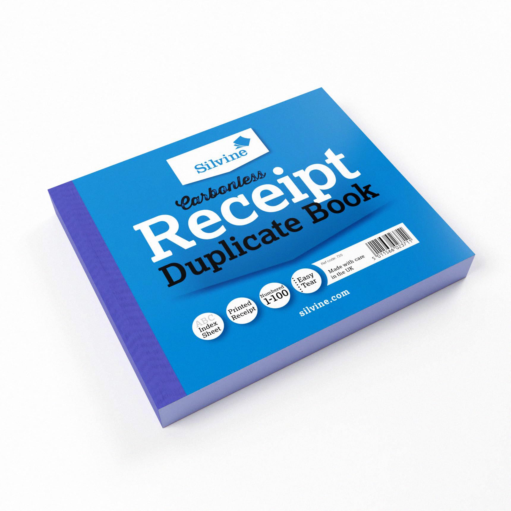 Silvine Carbonless Duplicate Receipt Book - Numbered 1-100 with Index Sheet | 102 x 127mm 2