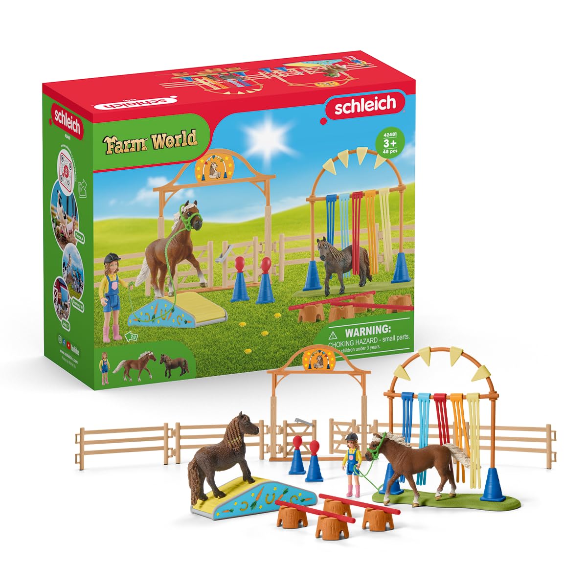 Schleich Pony Agility Training Farm World Toy Playset - 41 Pieces, Ages 3-12