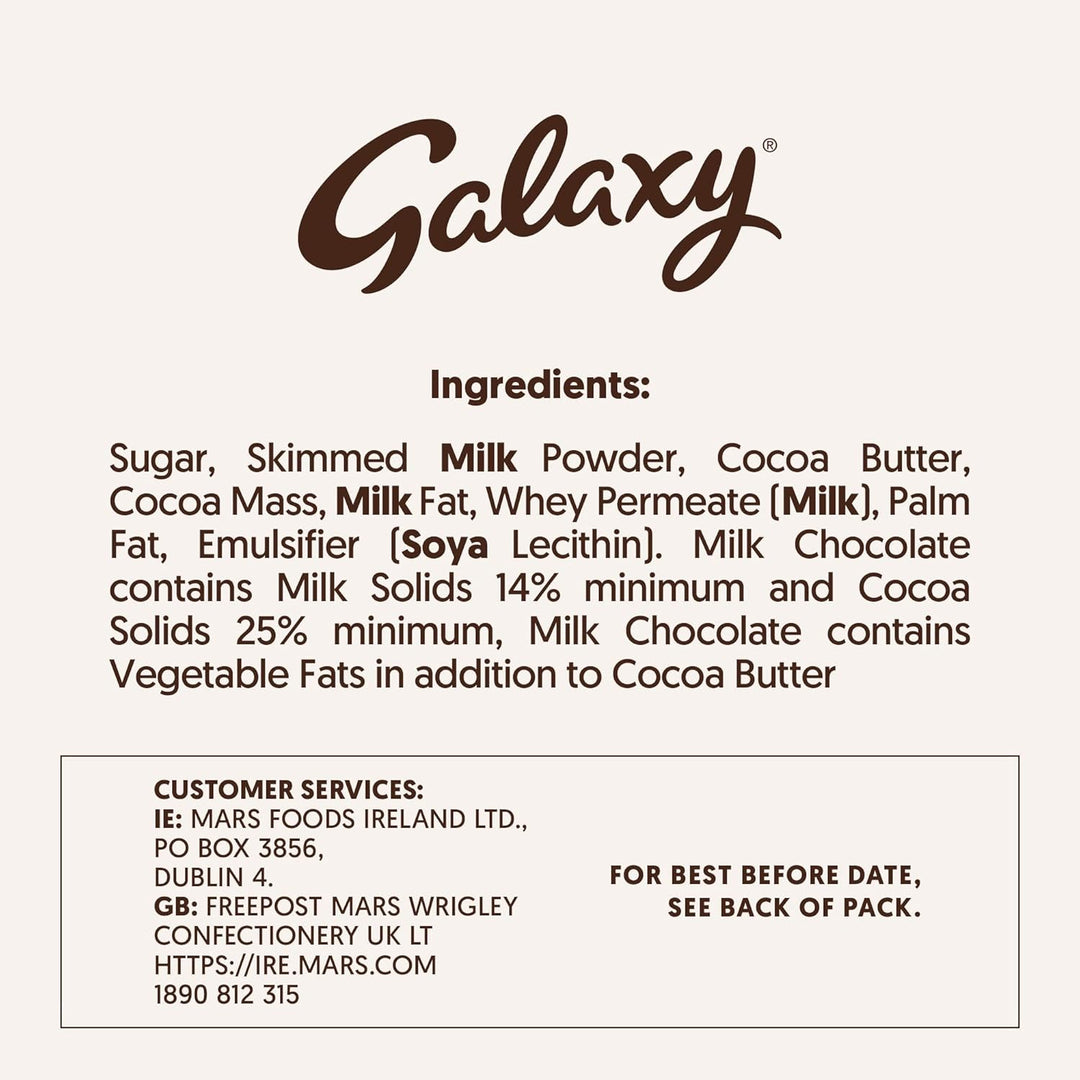 Galaxy Smooth Milk Chocolate Bar, Sharing Chocolate, 180g