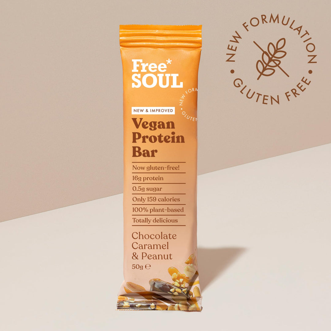 Free Soul Vegan Protein Bars 12 x 50g | Plant-Based Chocolate Protein Snack | High Protein, Low Sugar