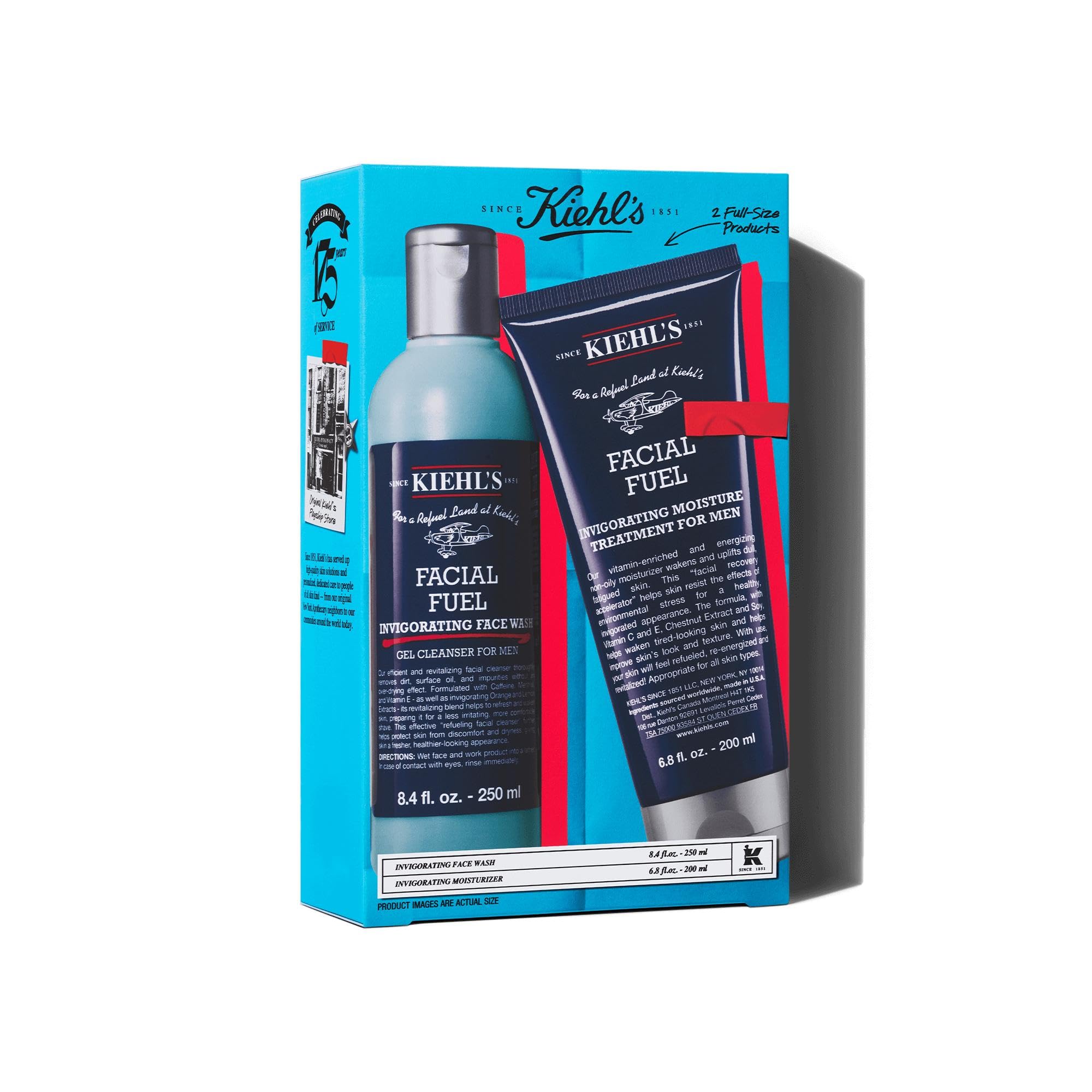 Kiehl's Facial Fuel Gift Set for Men - Energising Face Wash and Moisturiser | 450 ml