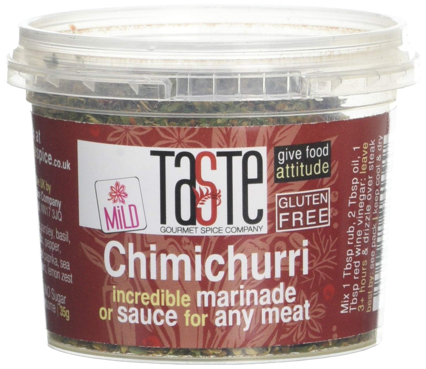 Gourmet Spice Company Mild Chimichurri Rub - Gluten-Free, Sugar-Free Seasoning | 35g