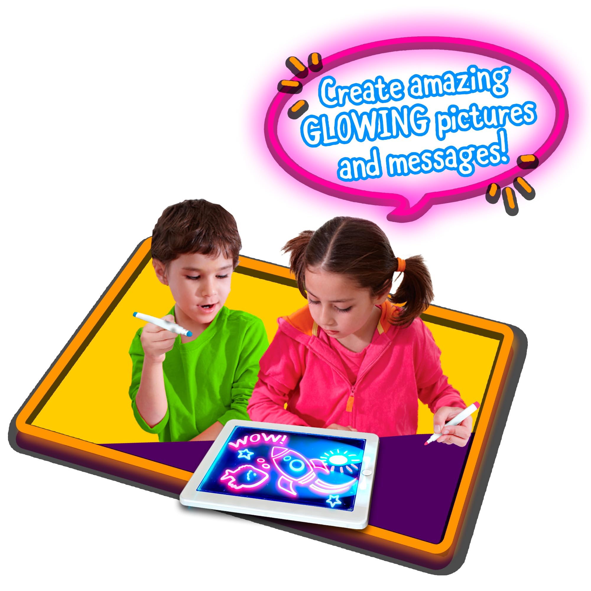 John Adams GLOWPAD - Light-Up Drawing Board with 8 Glow Modes & Neon Markers - Ages 4+ 5