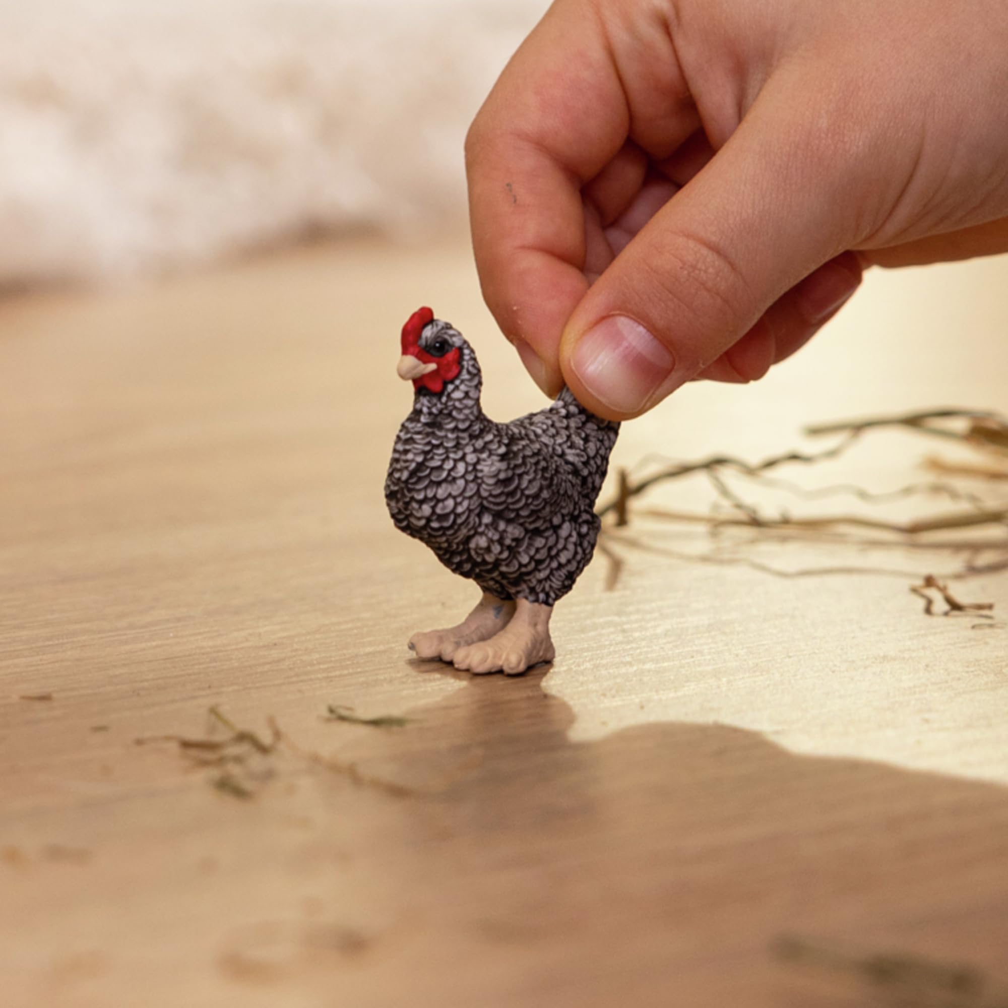 Schleich FARM WORLD Plymouth Rock Chicken Toy Figure | 2.36 inches | Ages 3+ | Multicoloured 2