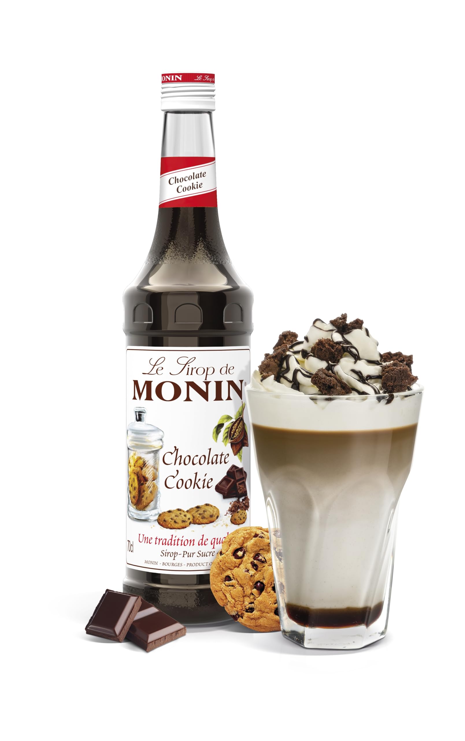 Monin Chocolate Cookie Syrup - Rich Cacao & Buttery Biscuit Flavor | 700ml Glass Bottle 3