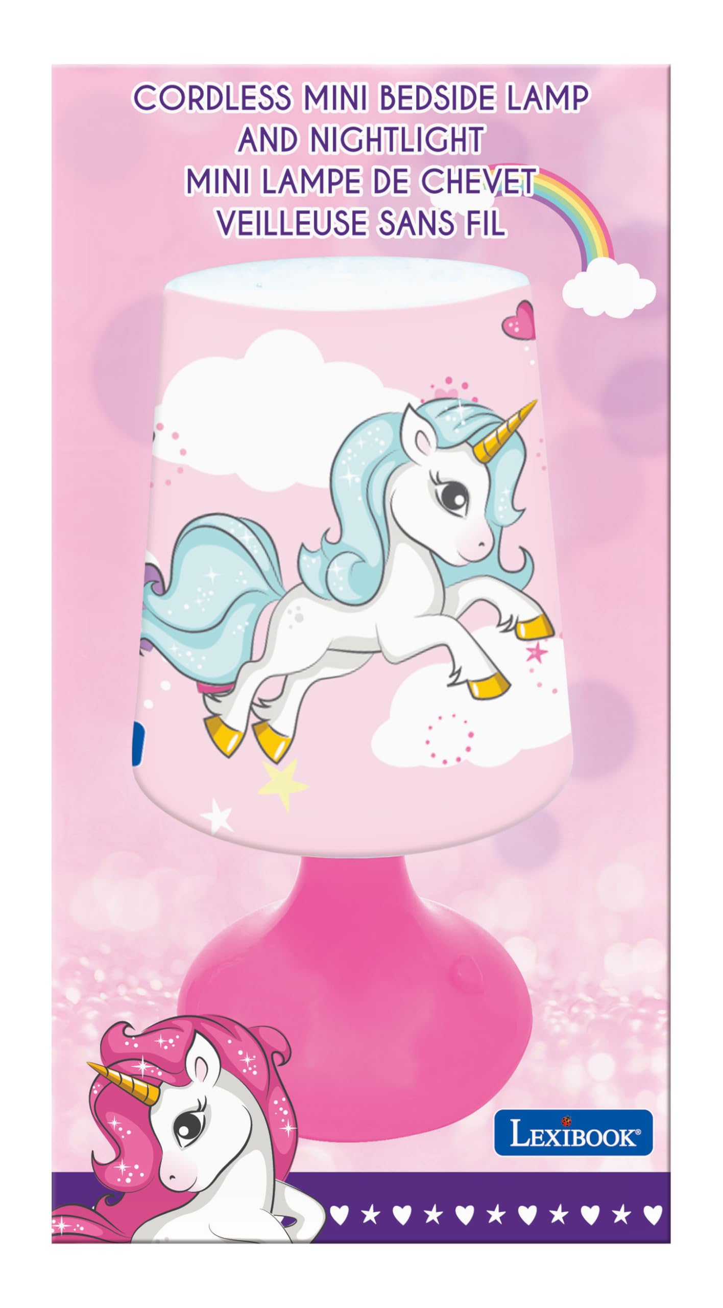 Lexibook - Unicorn Mini Cordless Bedside Lamp and Nightlight MLT10UNI Pink 6
