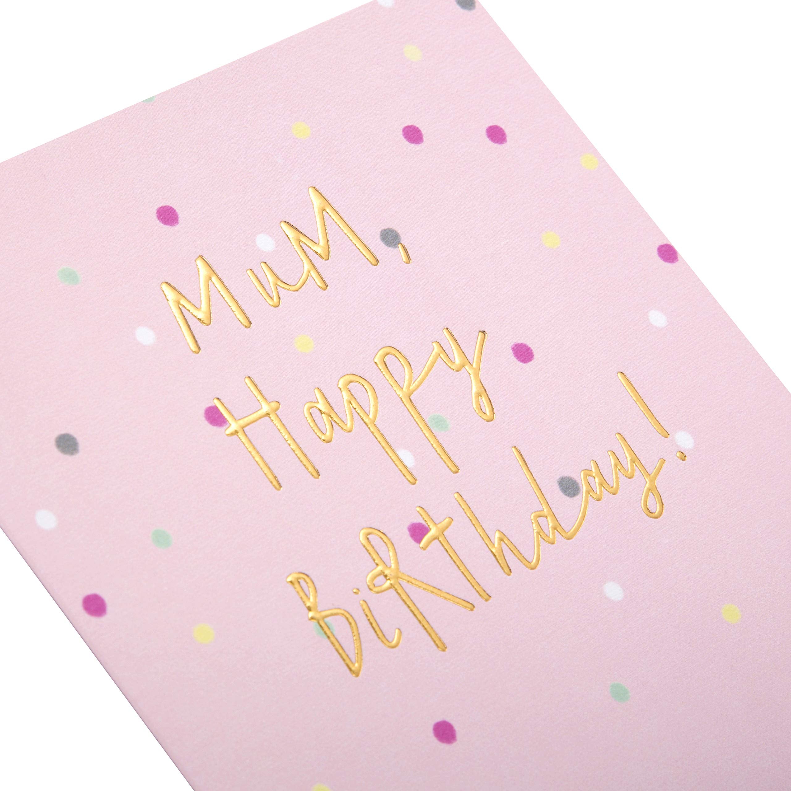 Hallmark Birthday Card for Mum - Polka Dots Design with Gold Foil & Embossed Details | 16.2cm x 13.5cm 3
