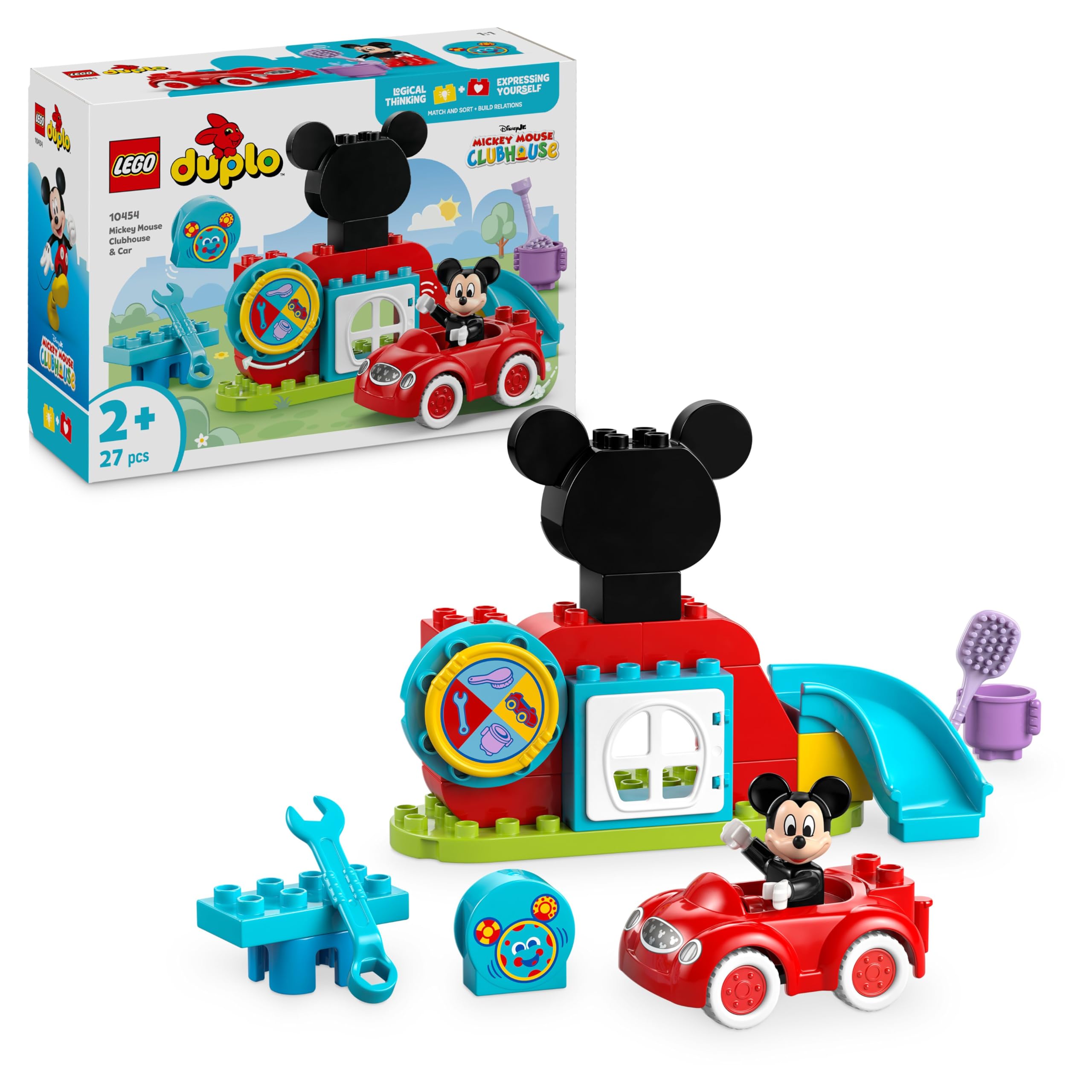 LEGO DUPLO Disney Mickey Mouse Clubhouse & Car Set - Building Toy for Toddlers 2+ 2
