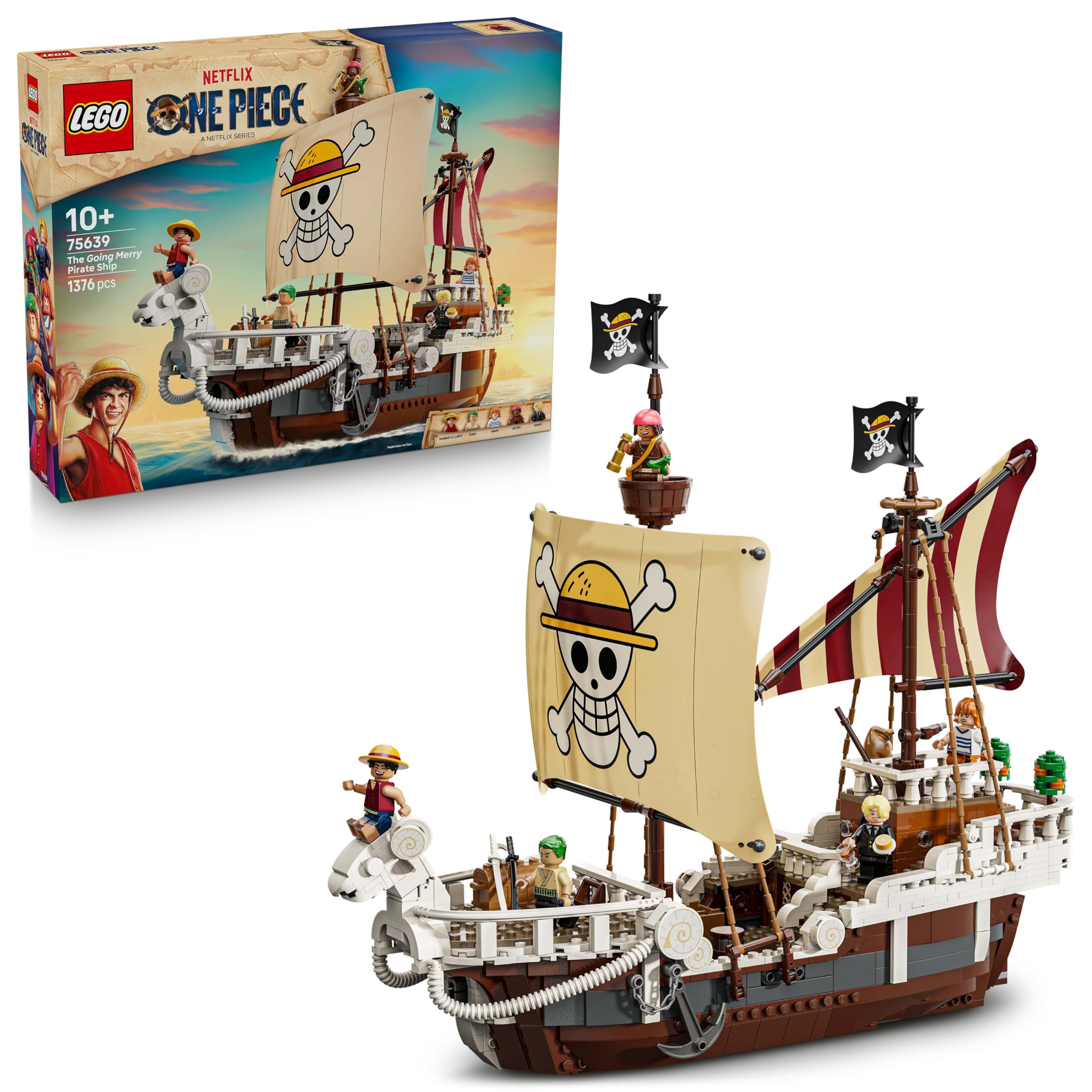 LEGO ONE PIECE Going Merry Pirate Ship - 1376-Piece Building Set for Ages 10+