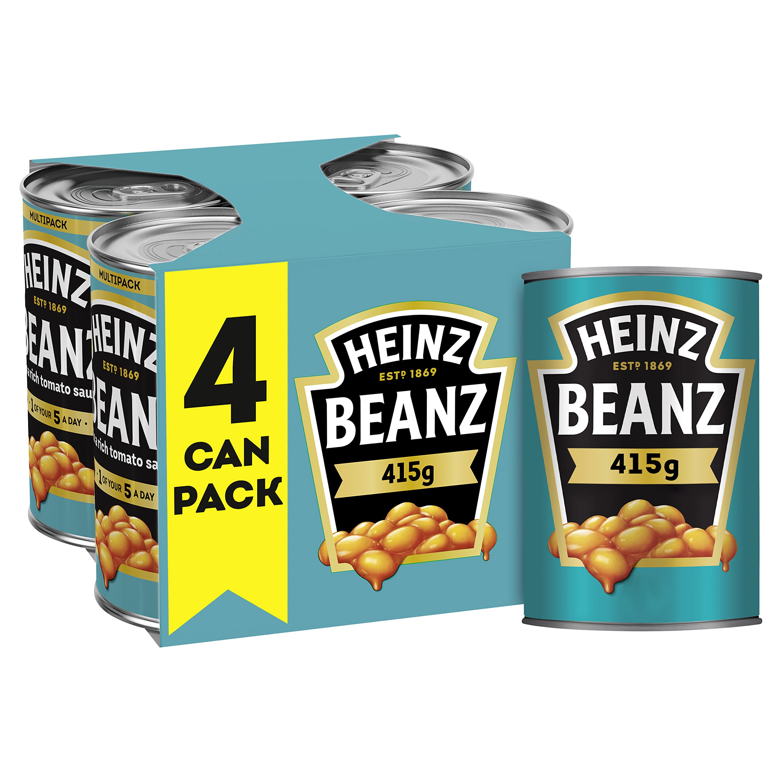 HEINZ Baked Beans - 4 x 415g Cans | High in Protein & Fibre | Vegan & Vegetarian 1