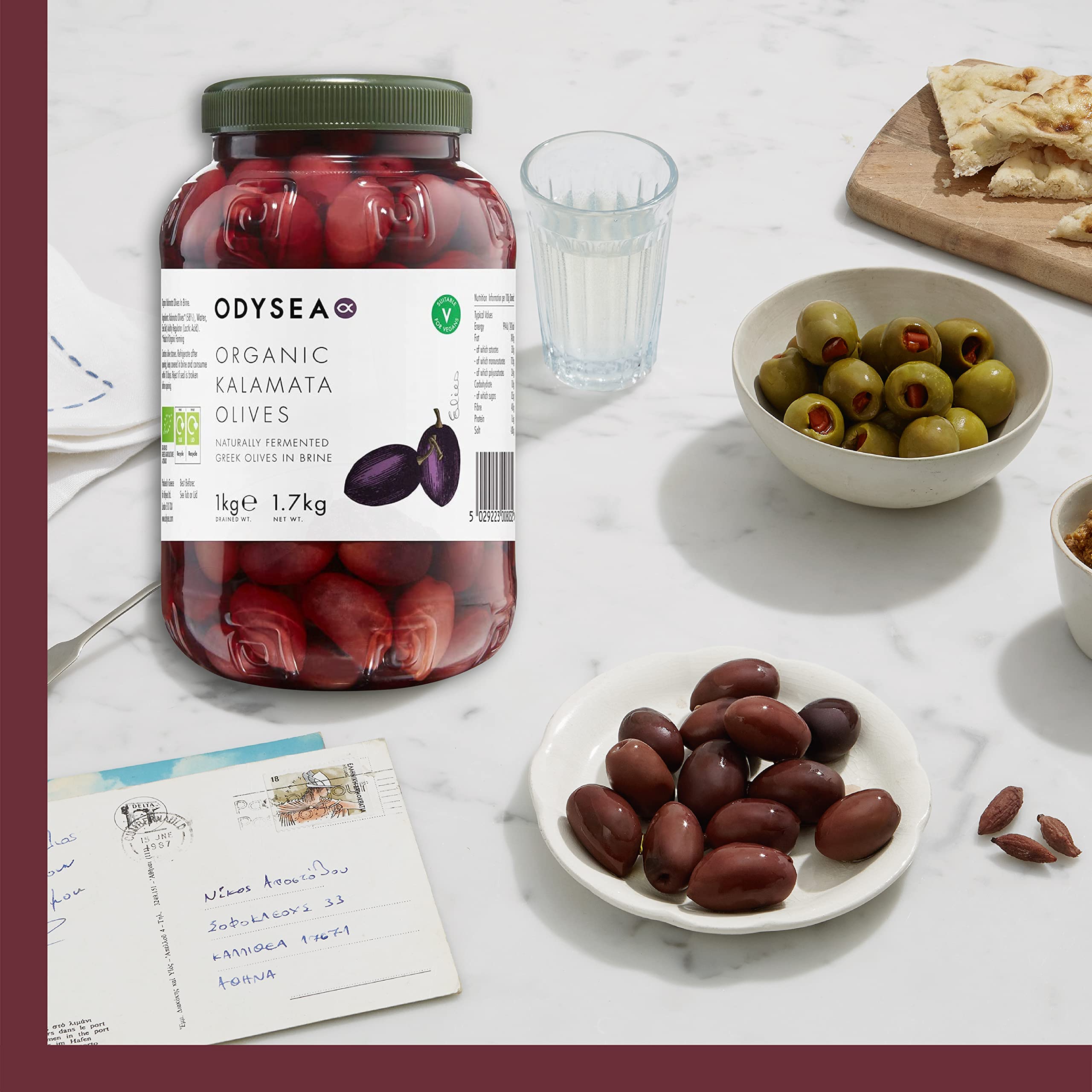 Odysea Organic Unpitted Kalamata Olives in Brine, 1kg Jar 3