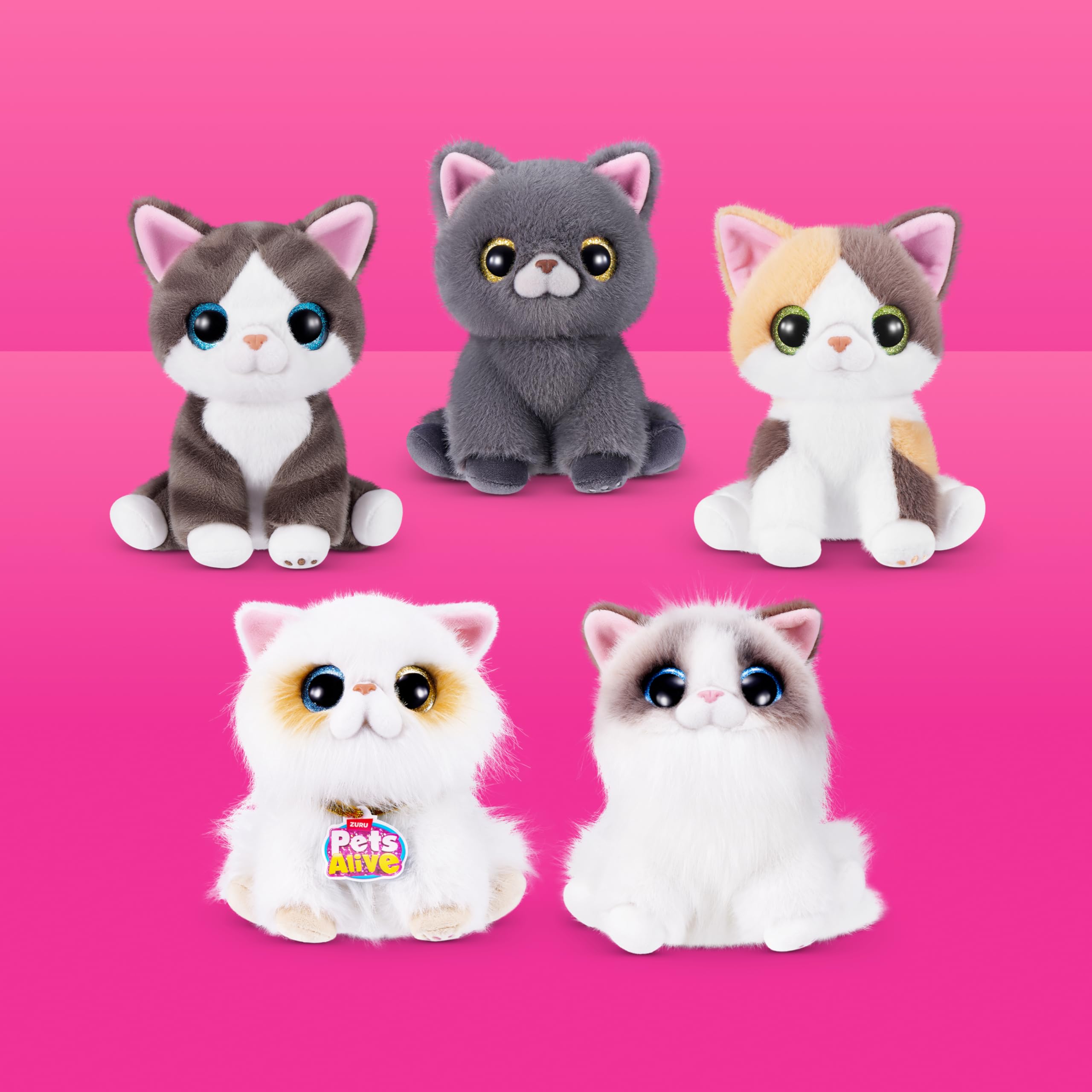 Pets Alive Smitten Kittens Series 2 Interactive Plush Toy - Calico Cat | 10+ Sounds | Unisex Children