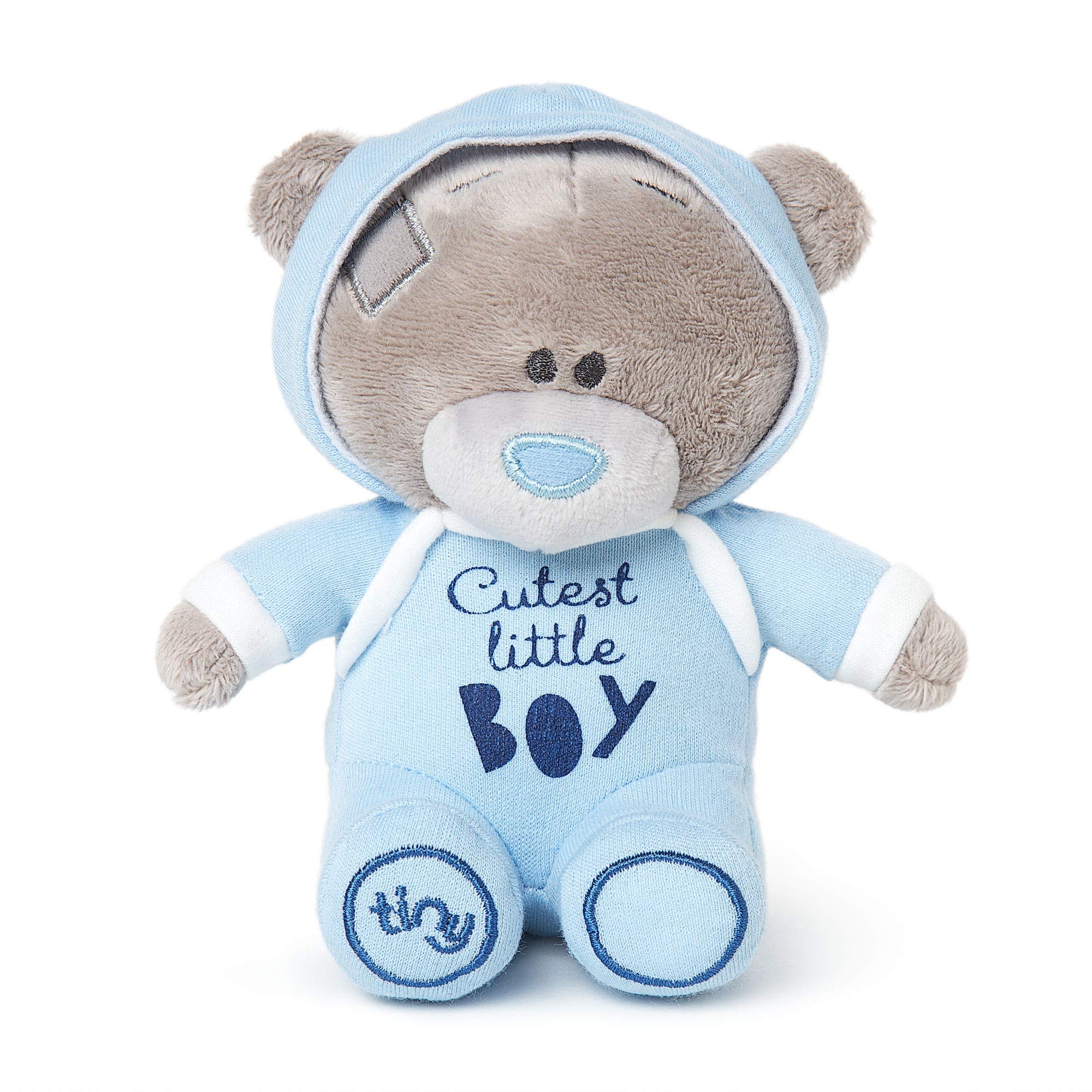 Me To You Tiny Tatty Teddy 'Cutest Little Boy' Bear in Blue Baby Grow | 10cm Stuffed Toy