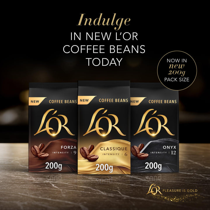 L'OR Espresso Onyx Coffee Beans 200g - Intense Full-Bodied Roast, Rainforest Alliance Certified (Pack of 4, 800g Total)